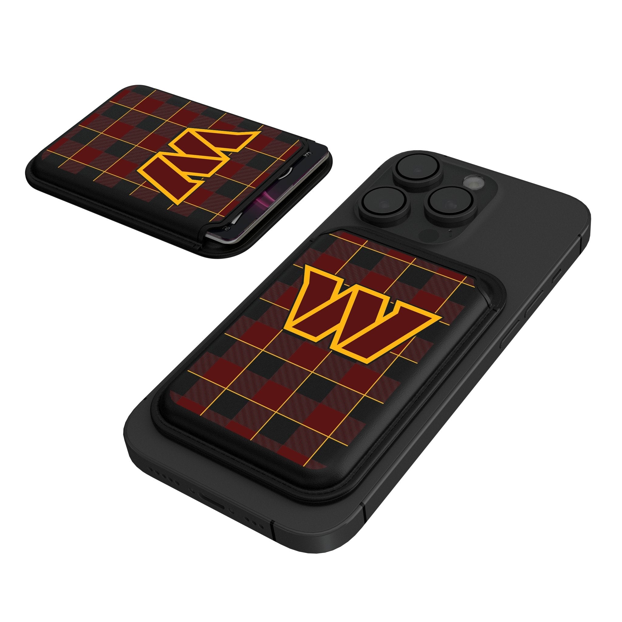 Washington Commanders Plaid Black Magnetic Credit Card Wallet 1