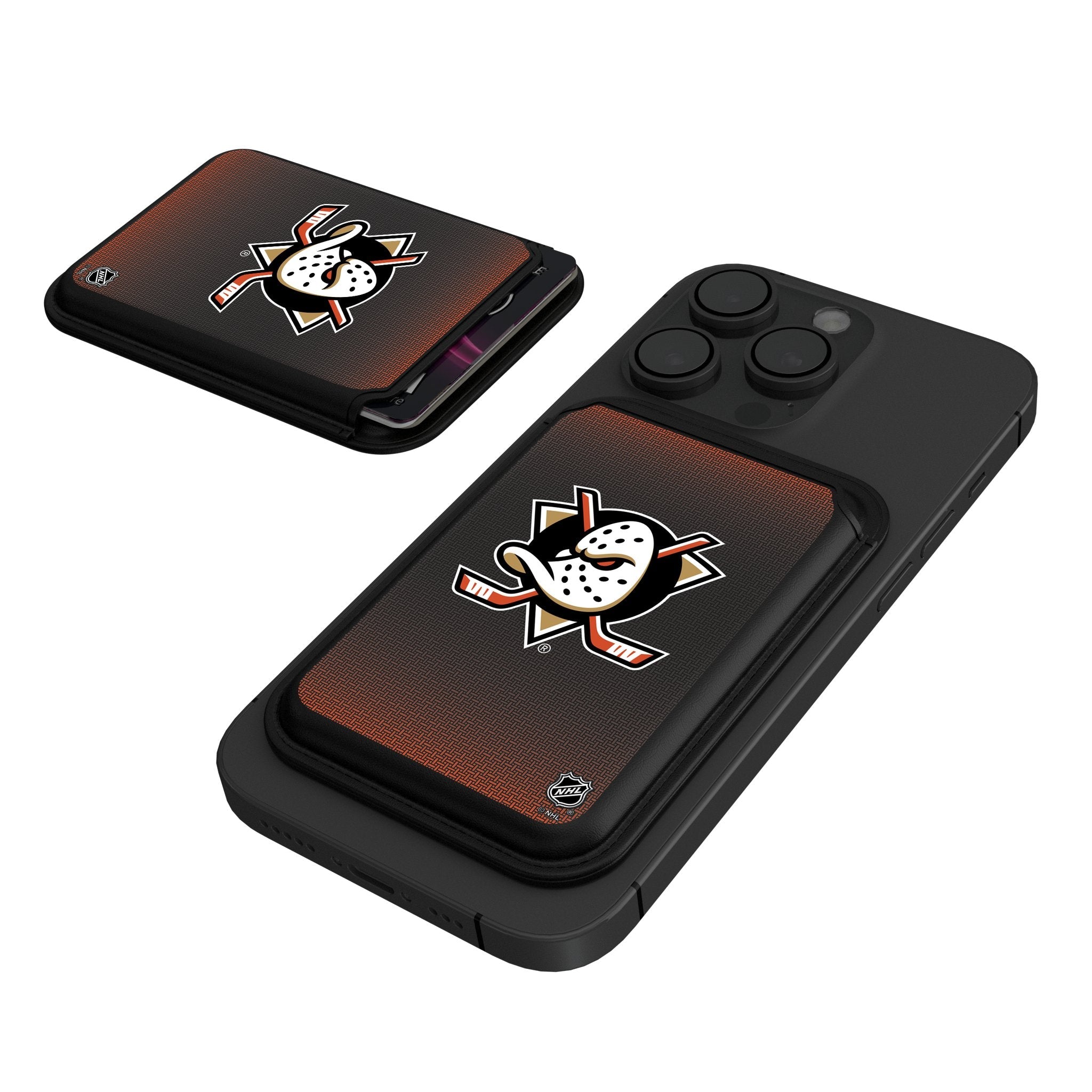 Anaheim Ducks Linen Black Magnetic Credit Card Wallet 1