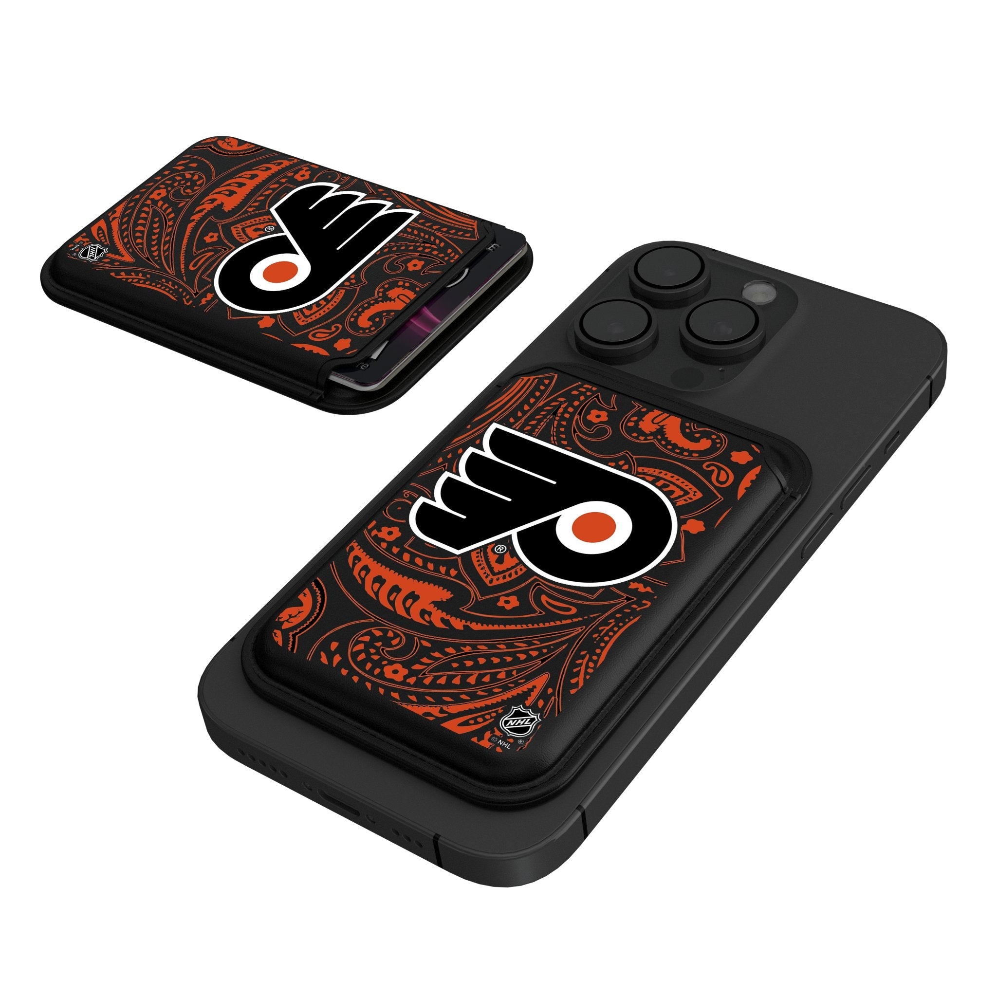 Philadelphia Flyers Paisley Black Magnetic Credit Card Wallet