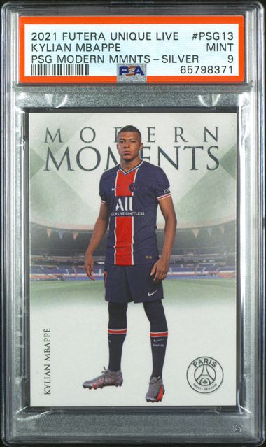 Graded 2021 Futera Unique Live PSG Modern Moments Kylian Mbappe #PSG13 Silver Soccer Card /10 PSA 9 Mint 1