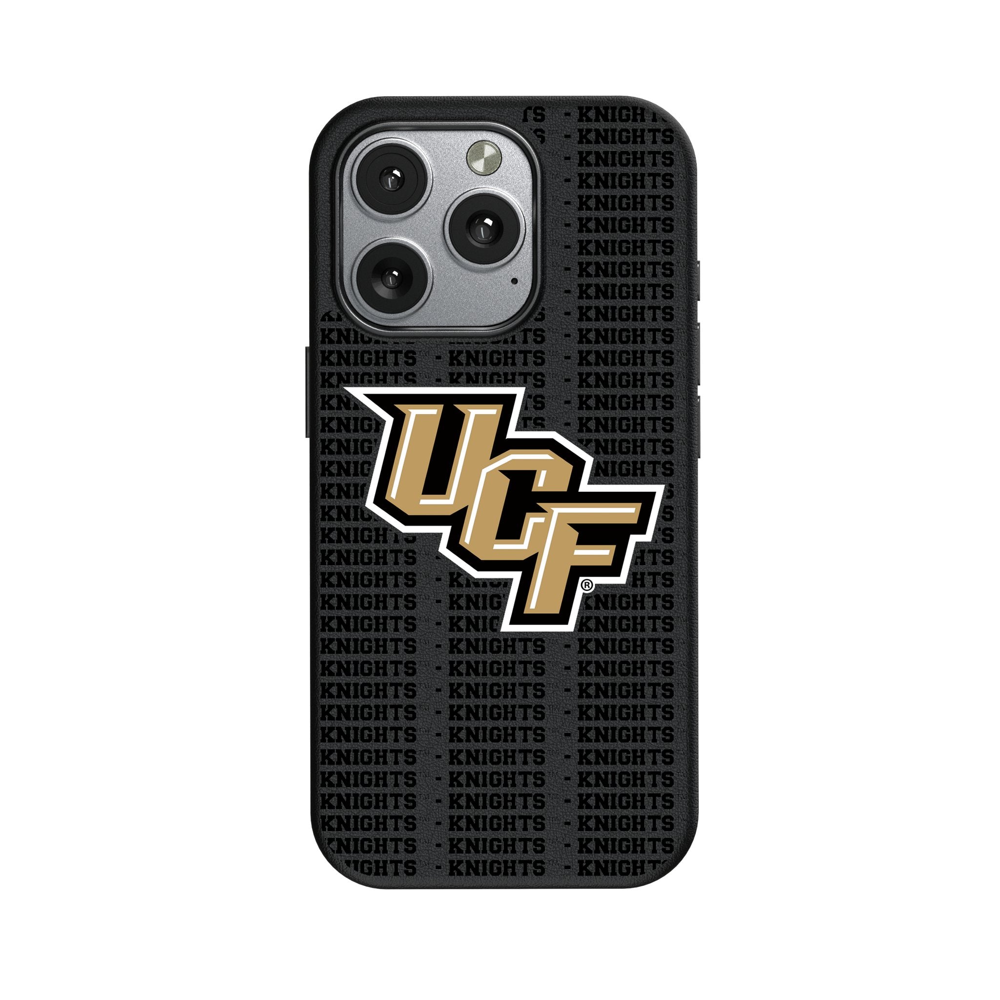 University of Central Florida Golden Knights Text Backdrop MagSafe Compatible Phone Case for Apple iPhone 1