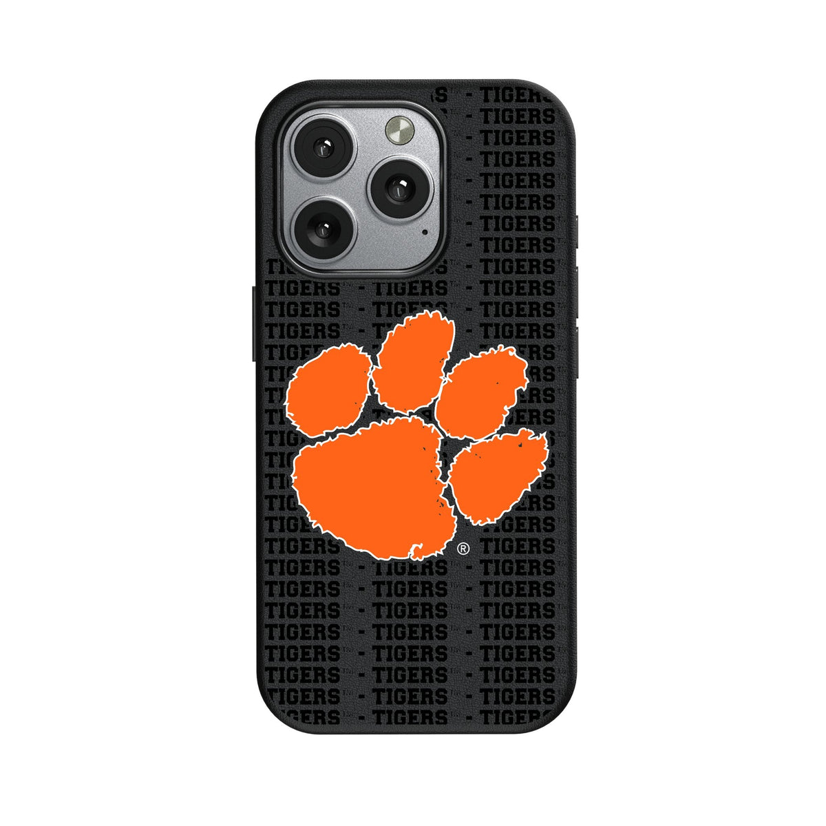 Clemson University Tigers Text Backdrop MagSafe Compatible Phone Case for Apple iPhone 1