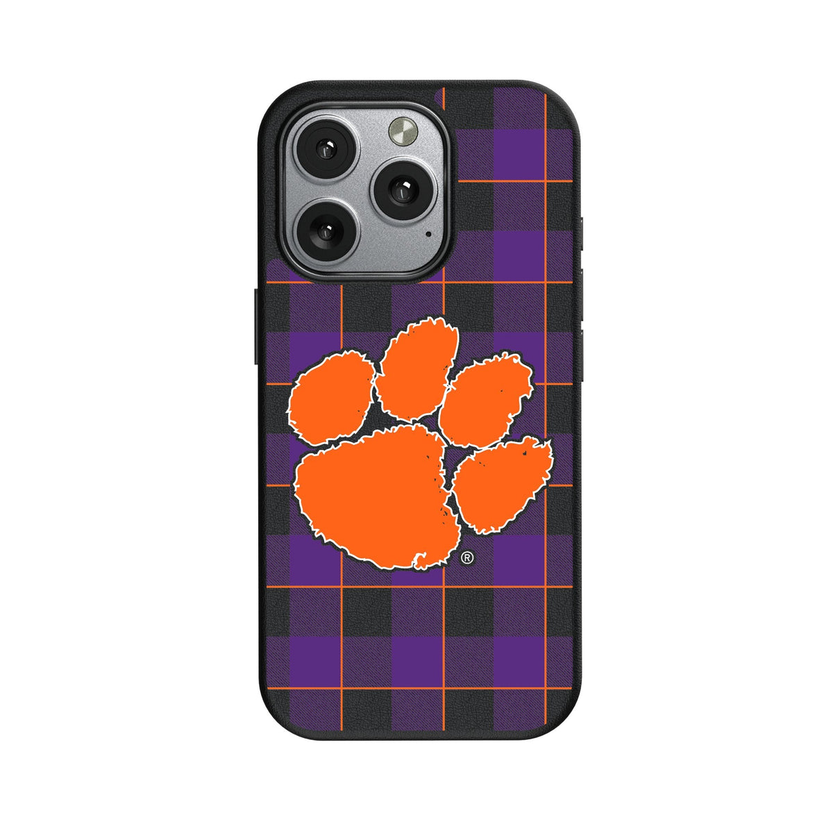 Clemson University Tigers Plaid MagSafe Compatible Phone Case for Apple iPhone