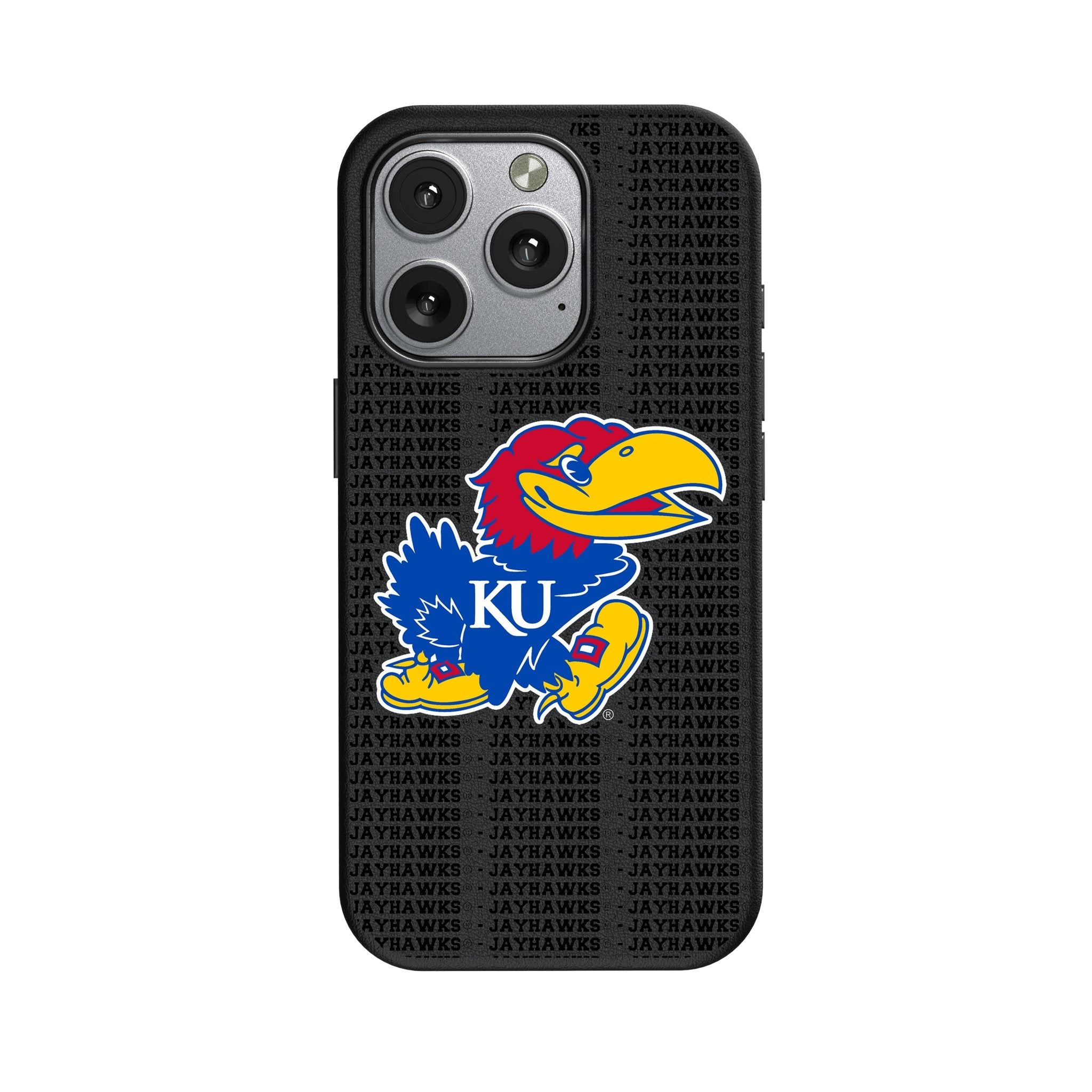 University of Kansas Jayhawks Text Backdrop MagSafe Compatible Phone Case for Apple iPhone 1