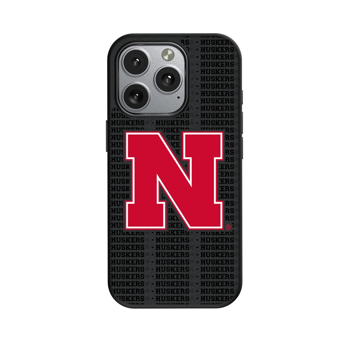University of Nebraska Huskers Block N Text Backdrop MagSafe Compatible Phone Case for Apple iPhone 1