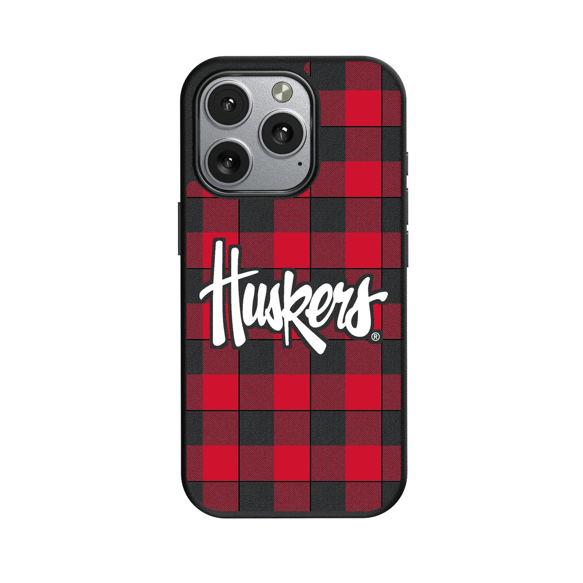 University of Nebraska Huskers Plaid MagSafe Compatible Phone Case for Apple iPhone 1