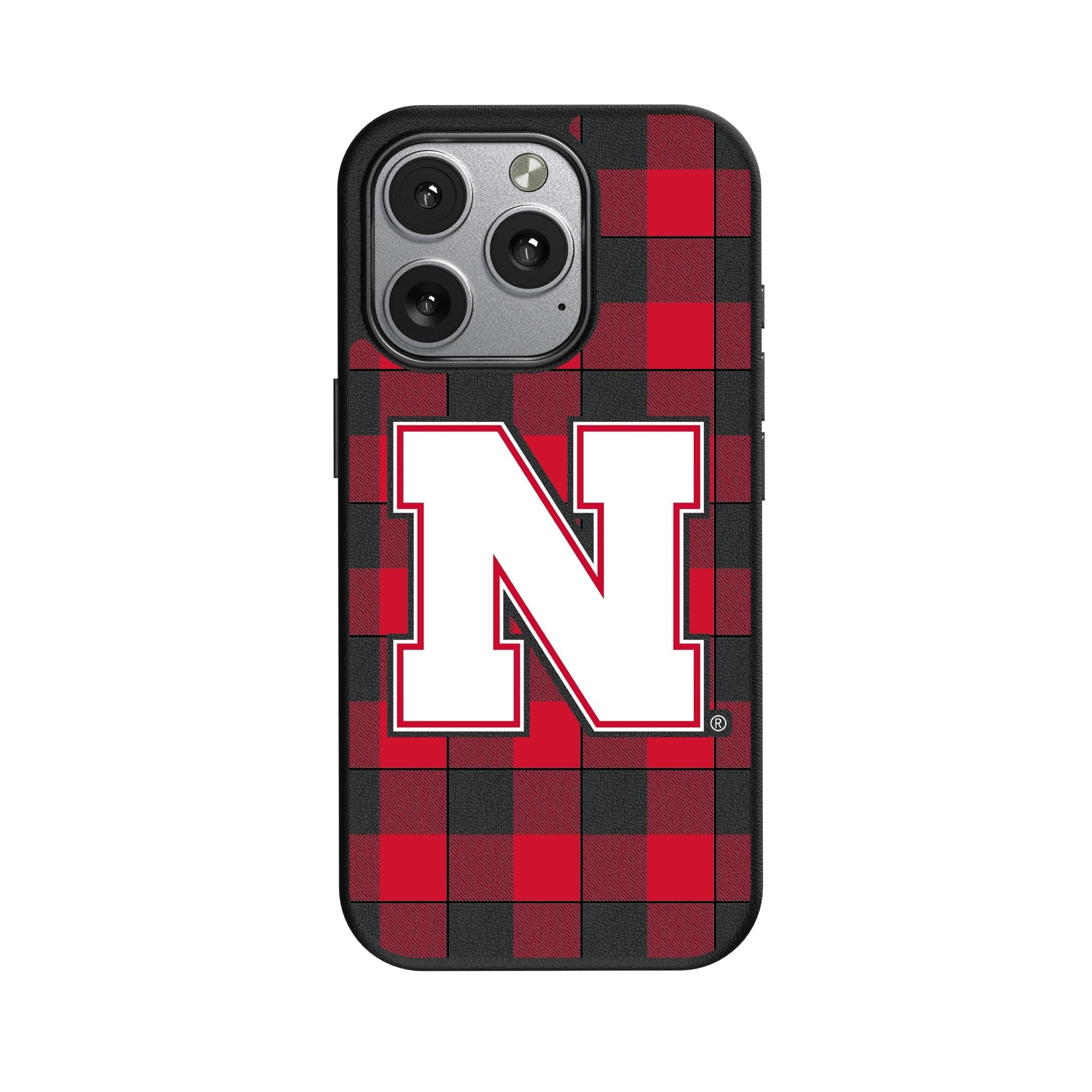 University of Nebraska Huskers Block N Plaid MagSafe Compatible Phone Case for Apple iPhone 1