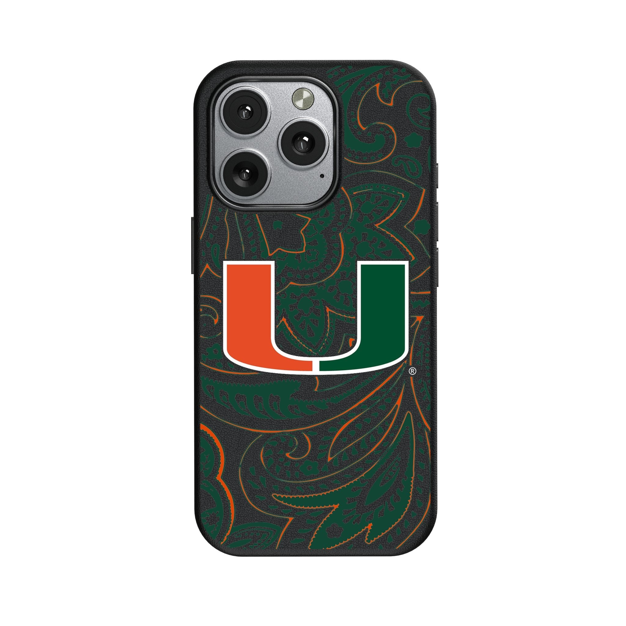University of Miami Hurricanes Paisley MagSafe Compatible Phone Case for Apple iPhone 1
