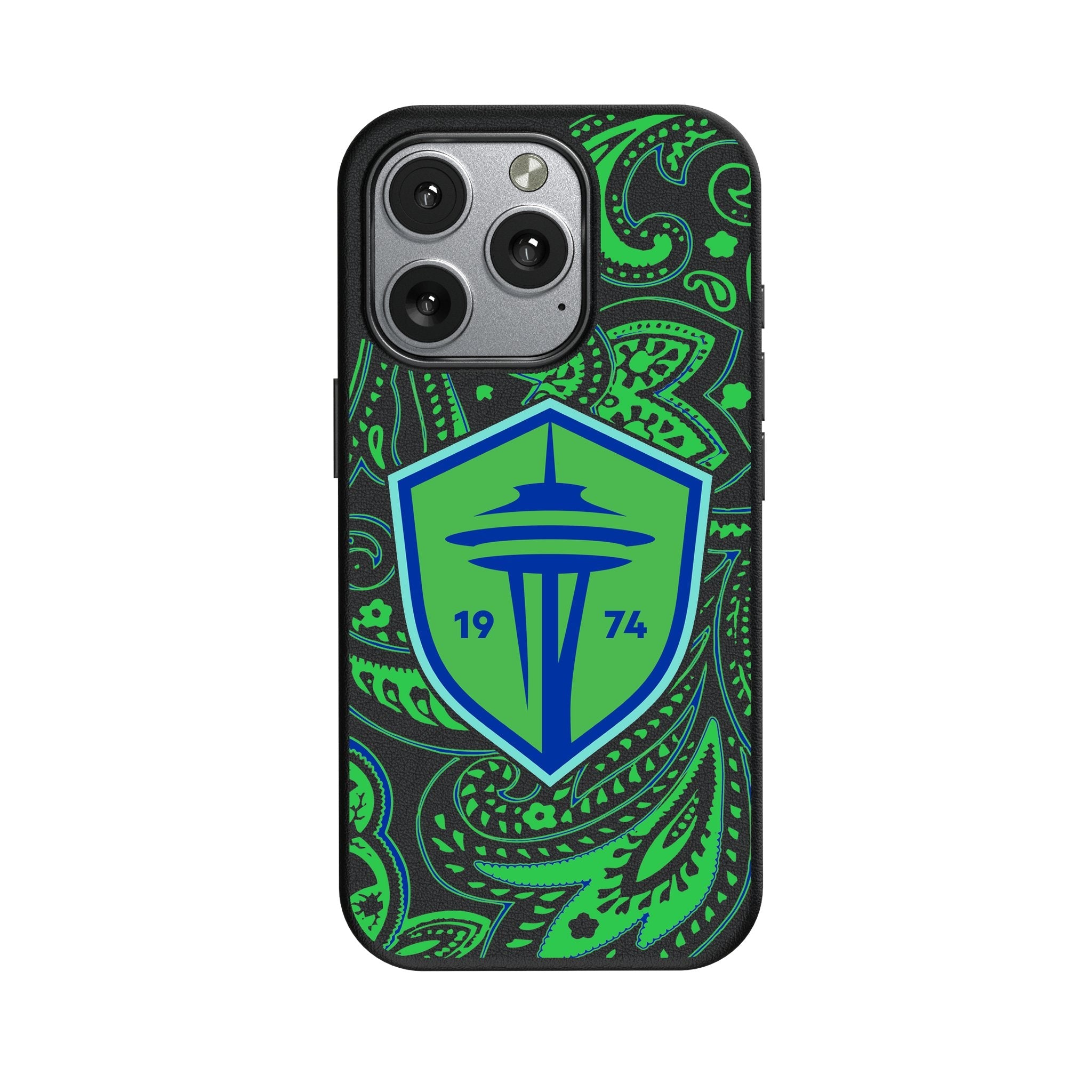 Seattle Sounders FC Paisley MagSafe Compatible Phone Case for Apple iPhone 1