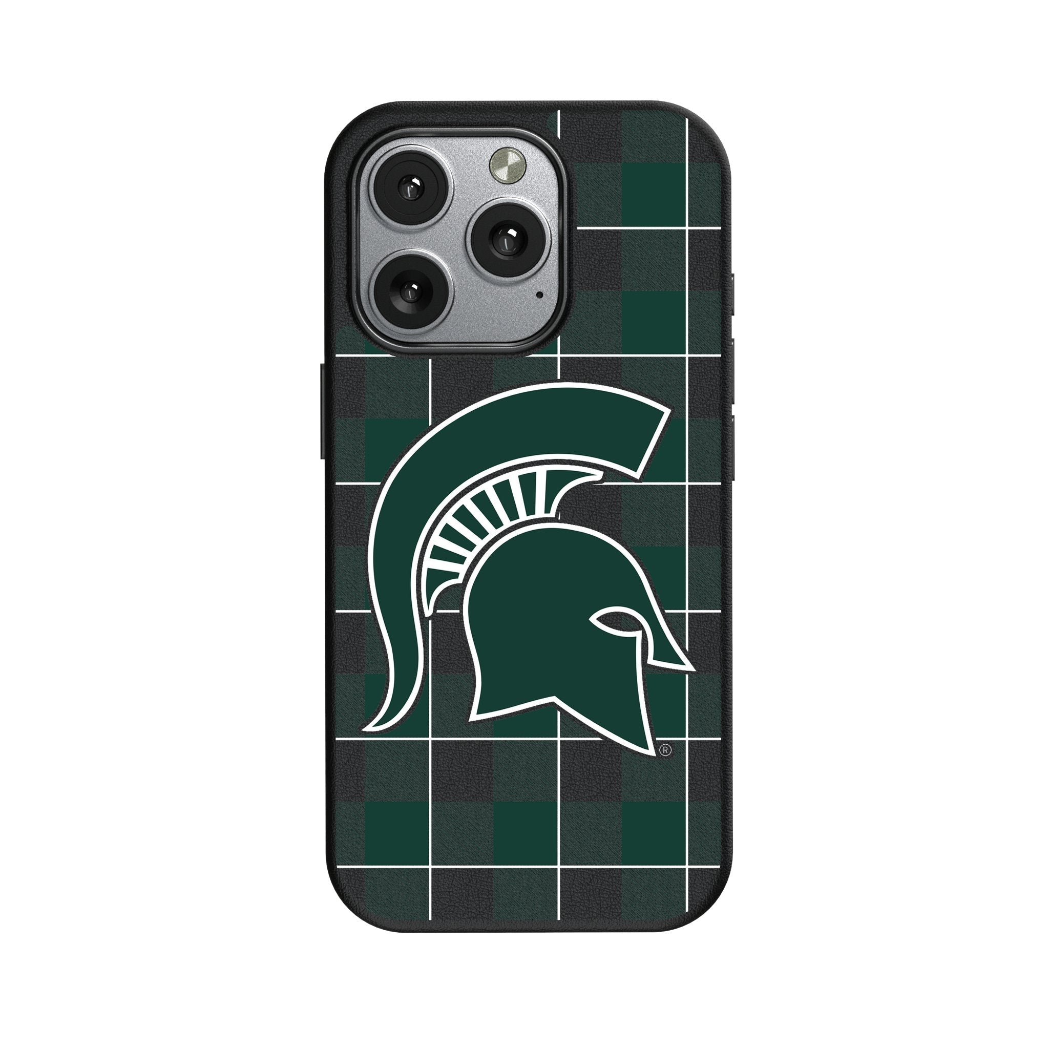 Michigan State University Spartans Plaid MagSafe Compatible Phone Case for Apple iPhone