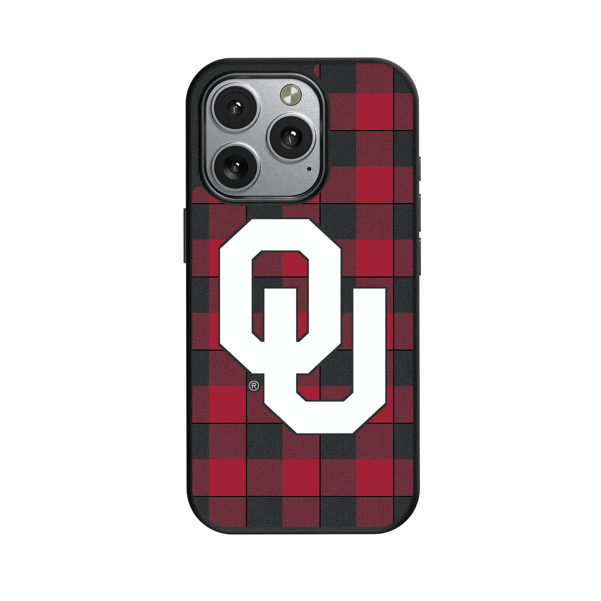 University of Oklahoma Sooners Plaid MagSafe Compatible Phone Case for Apple iPhone 1