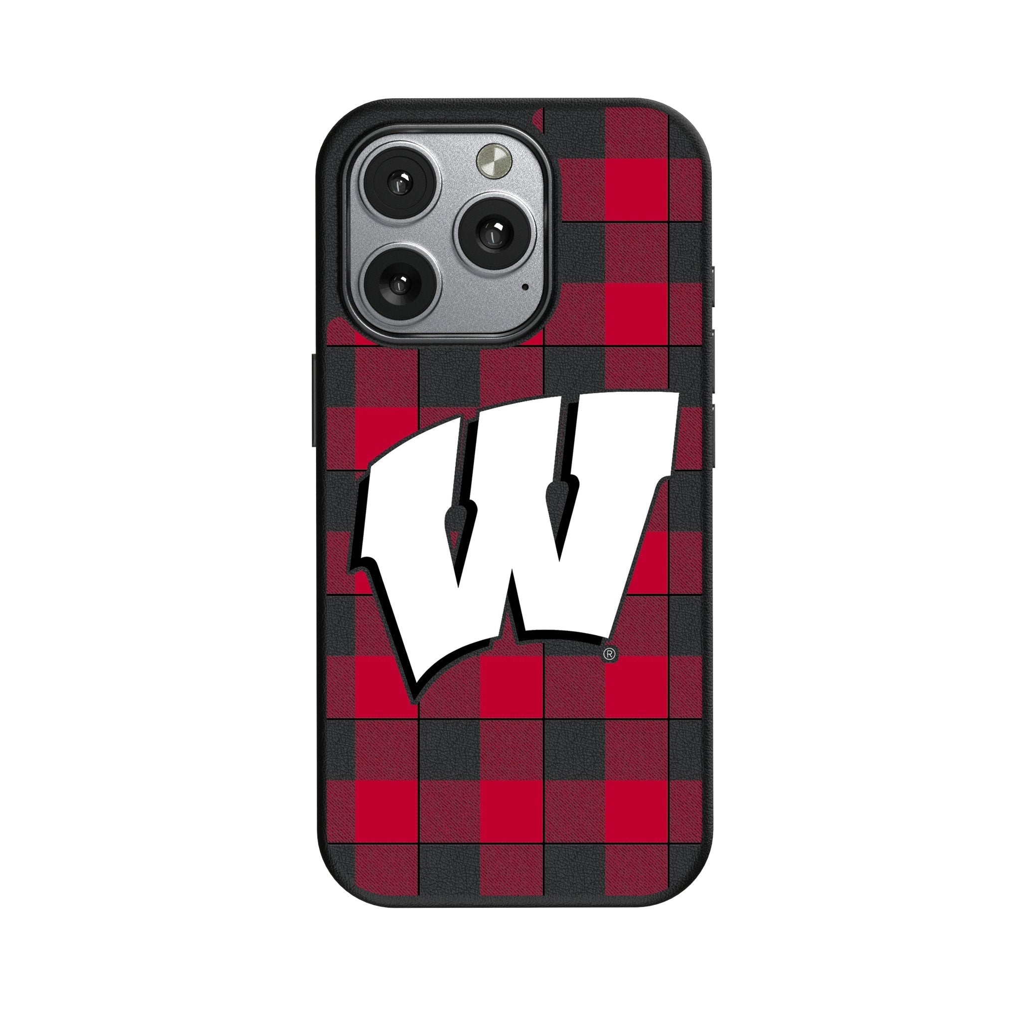 University of Wisconsin Badgers Plaid MagSafe Compatible Phone Case for Apple iPhone