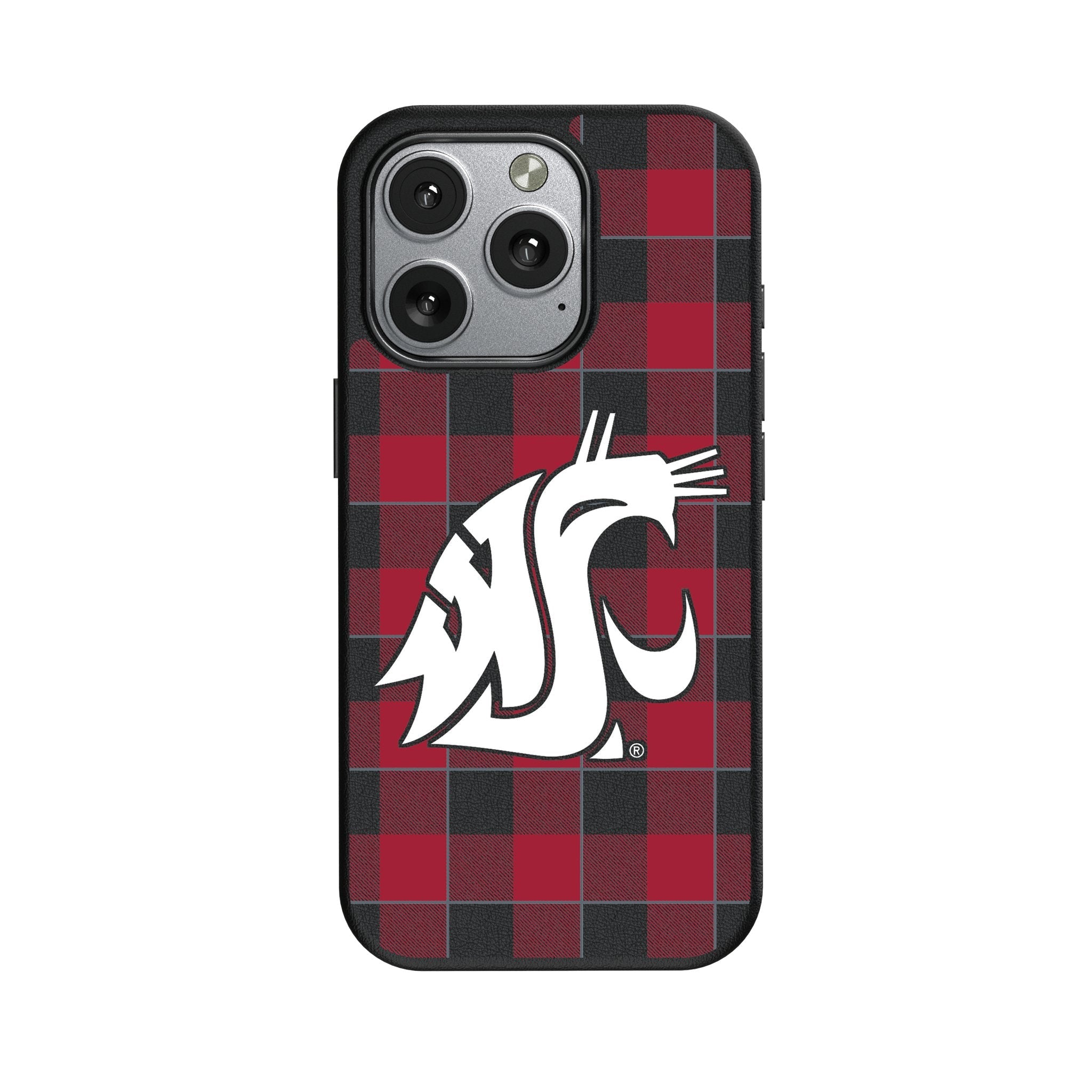 Washington State University Cougars Plaid MagSafe Compatible Phone Case for Apple iPhone