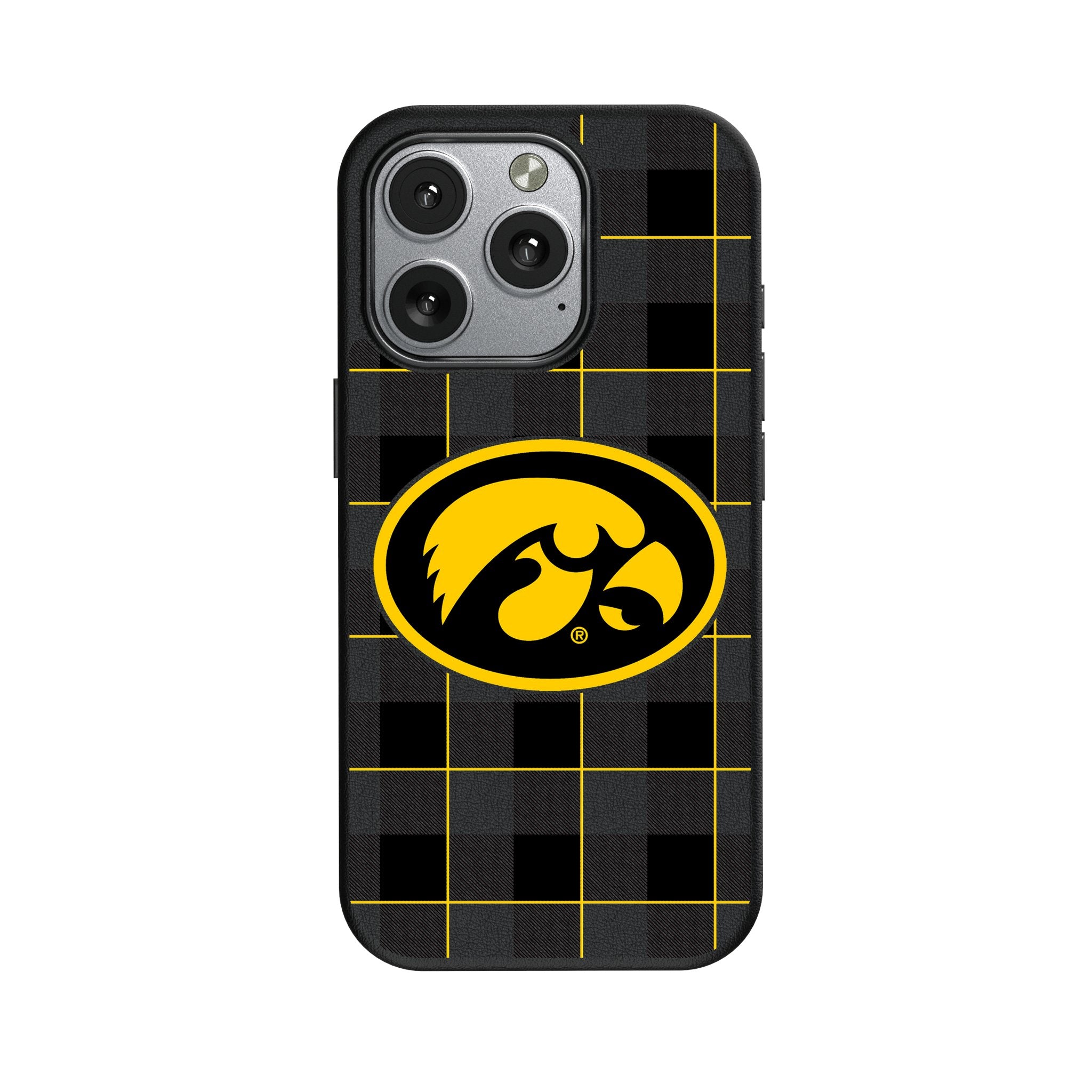 University of Iowa Hawkeyes Plaid MagSafe Compatible Phone Case for Apple iPhone 1
