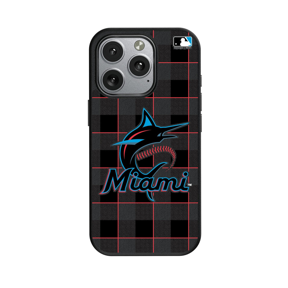 Miami Marlins Plaid MagSafe Compatible Phone Case for Apple iPhone 1
