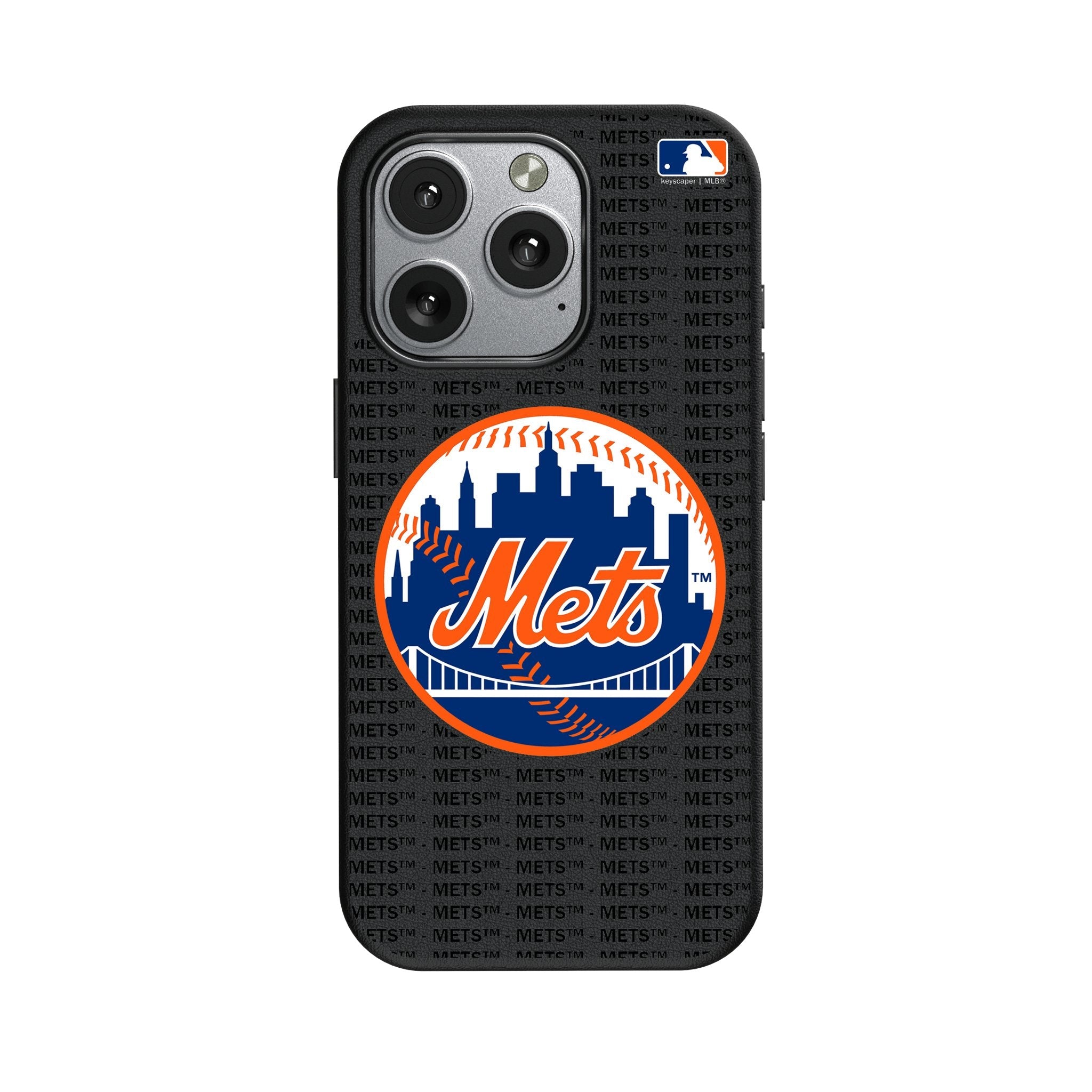 New York Mets Text Backdrop MagSafe Compatible Phone Case for Apple iPhone 1