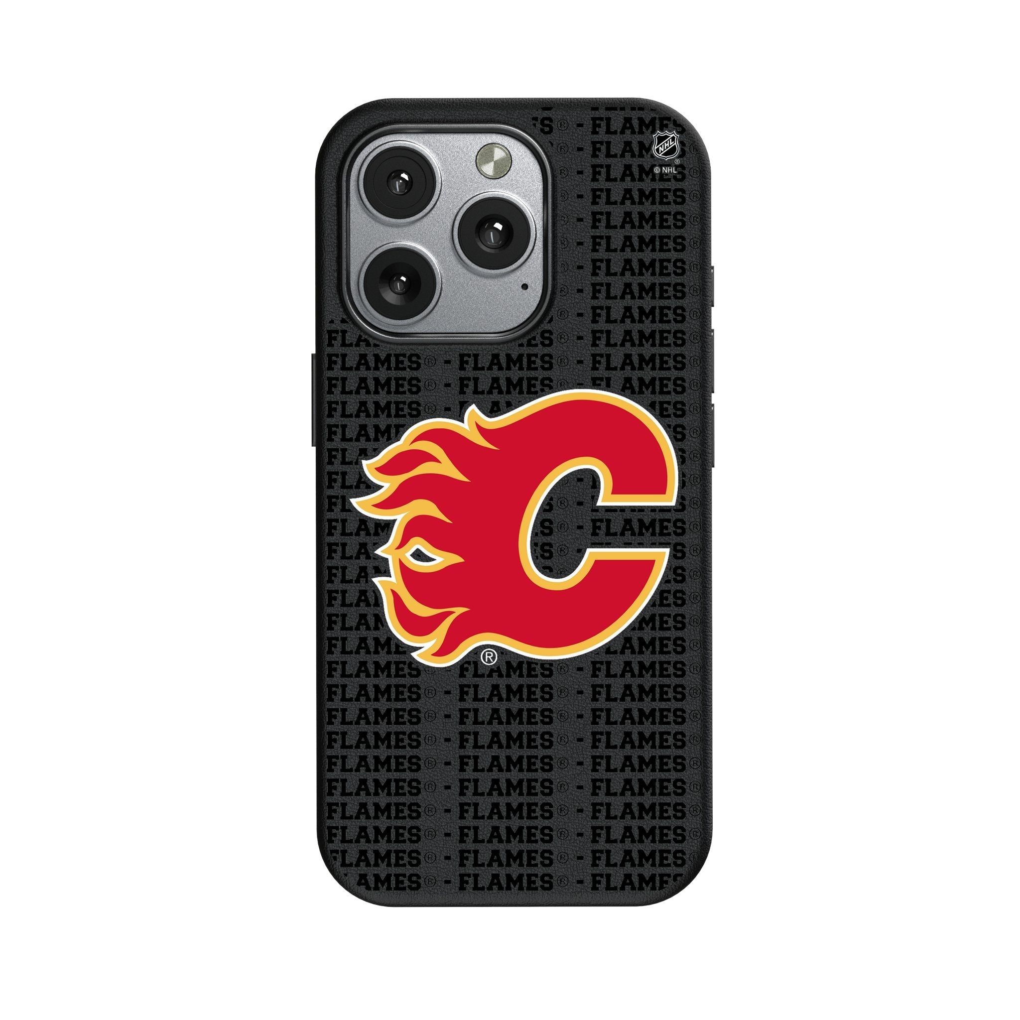 Calgary Flames Text Backdrop MagSafe Compatible Phone Case for Apple iPhone