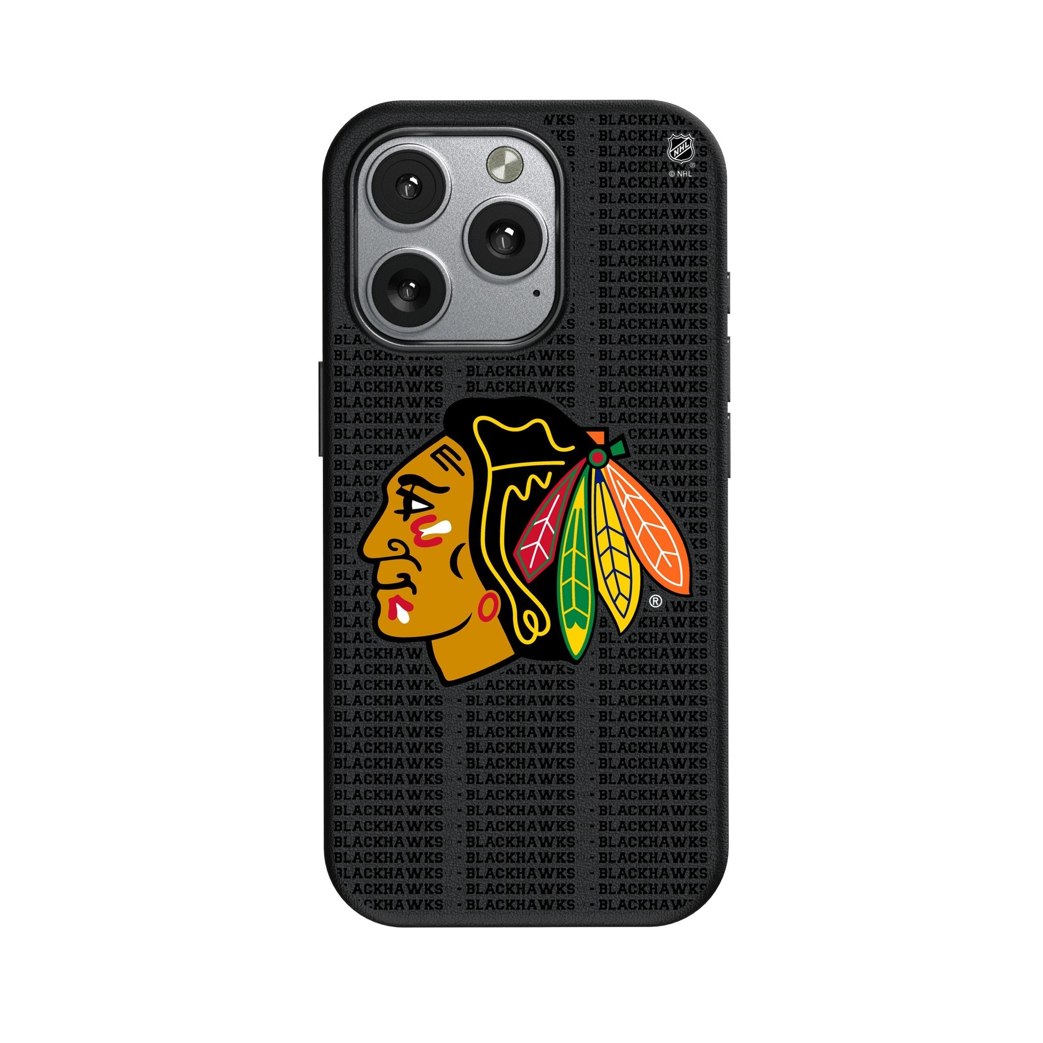 Chicago Blackhawks Text Backdrop MagSafe Compatible Phone Case for Apple iPhone