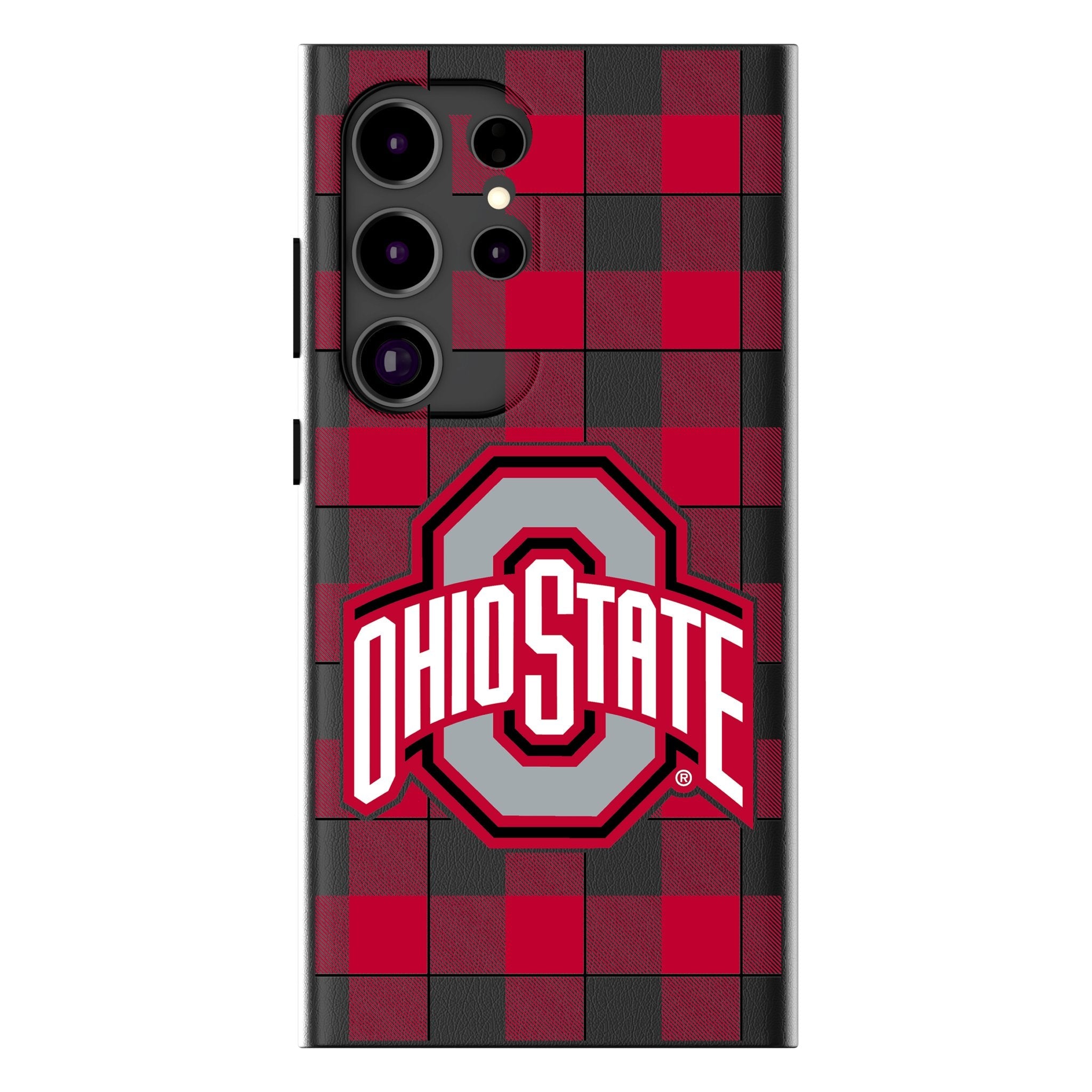 Ohio State University Buckeyes Plaid MagSafe Compatible Phone Case for Samsung Galaxy