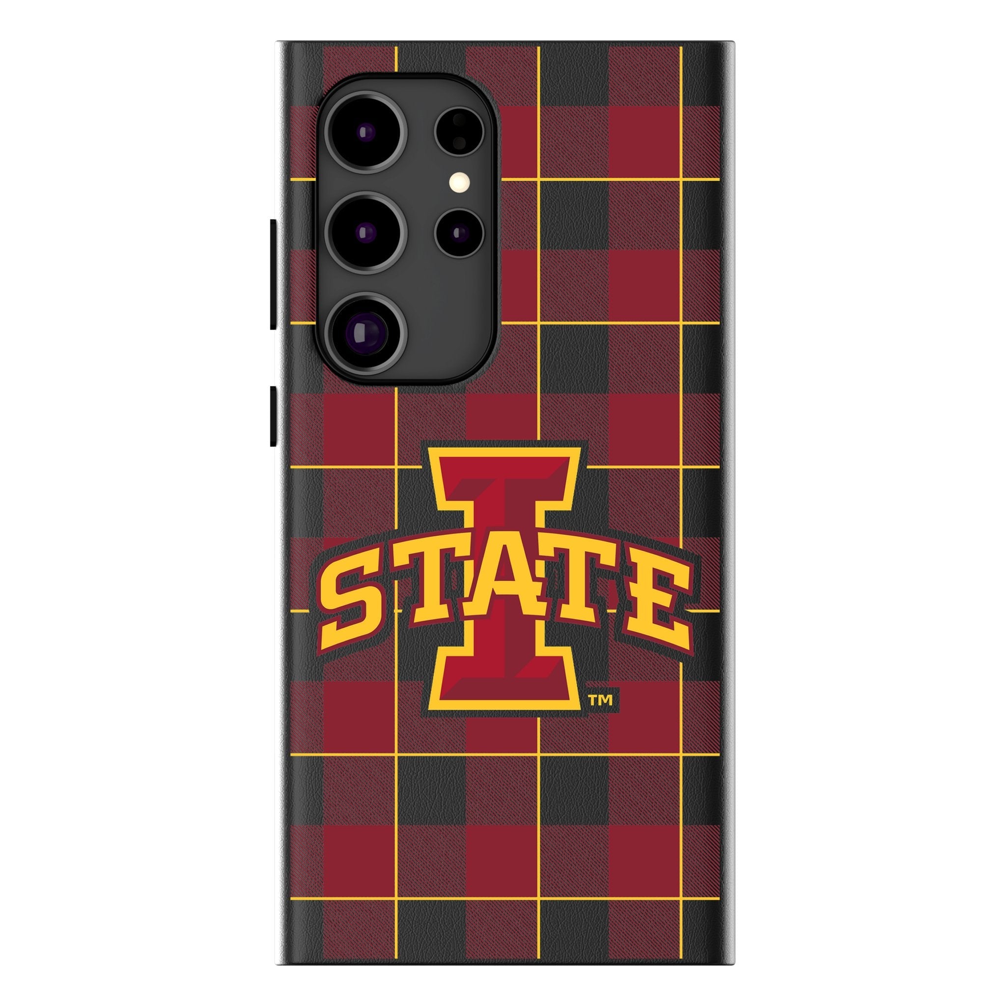 Iowa State University Cyclones Plaid MagSafe Compatible Phone Case for Samsung Galaxy 1