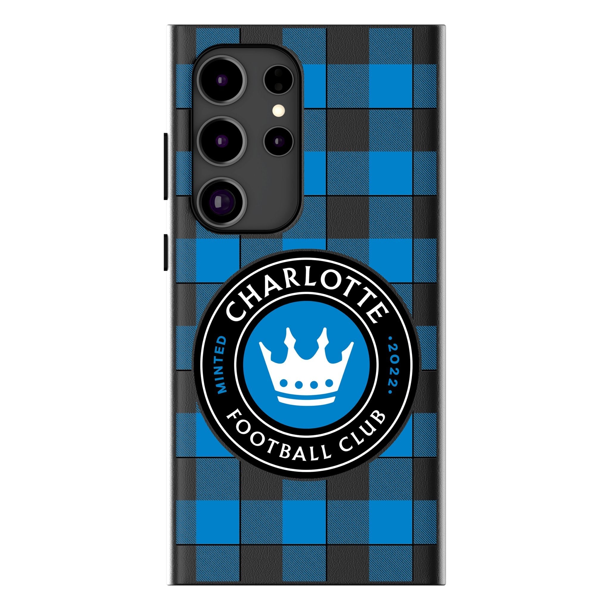 Charlotte FC Plaid MagSafe Compatible Phone Case for Samsung Galaxy