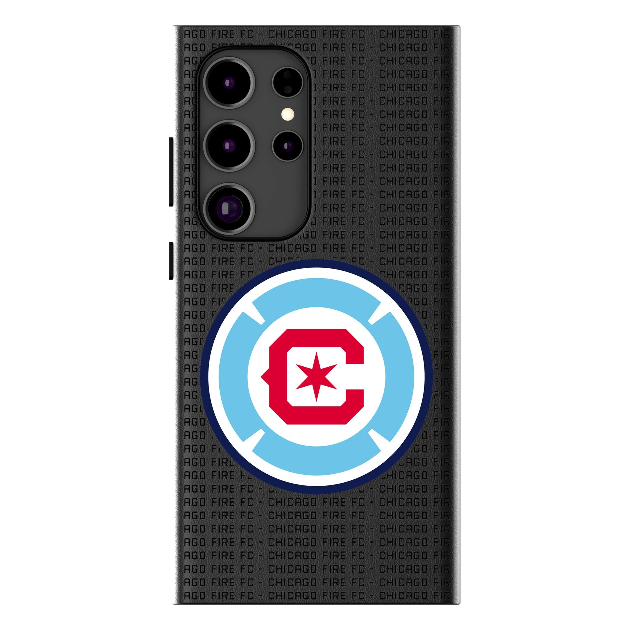 Chicago Fire Text Backdrop MagSafe Compatible Phone Case for Samsung Galaxy