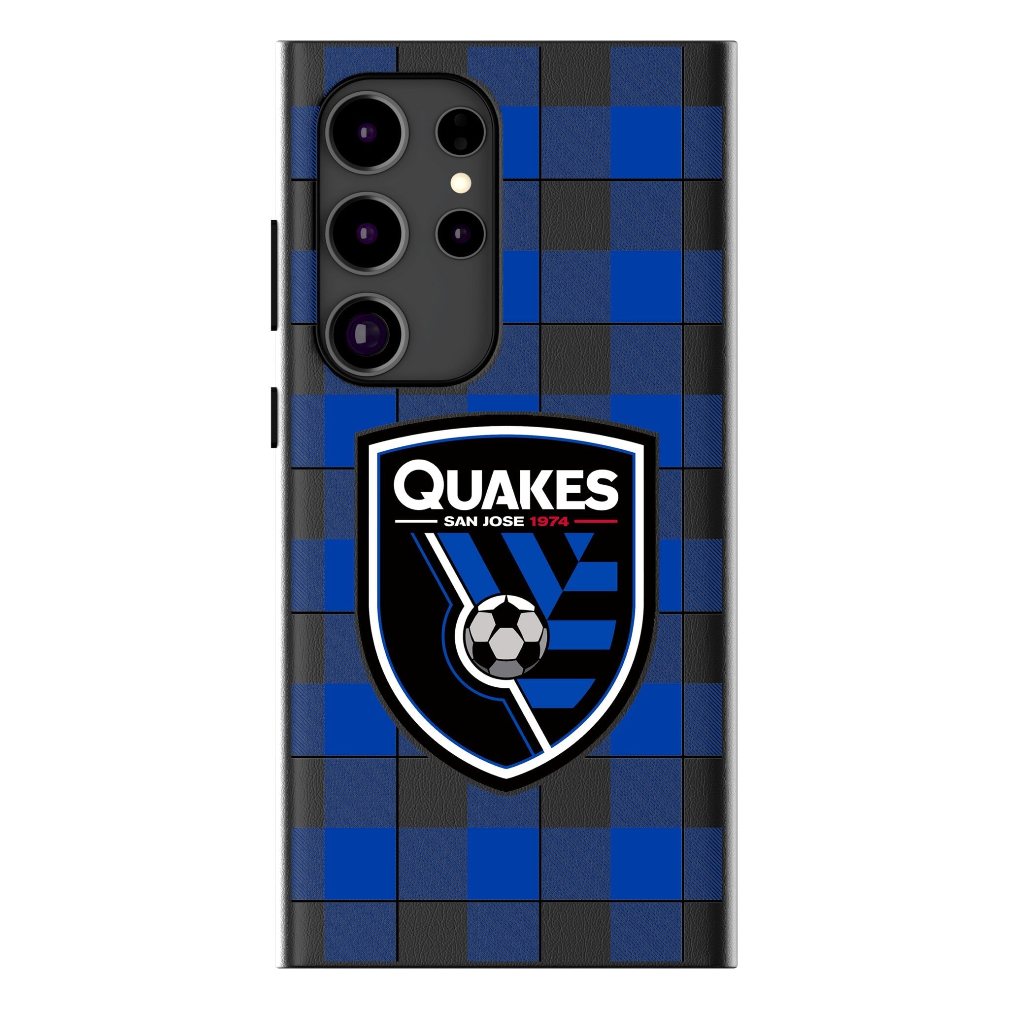San Jose Earthquakes Plaid MagSafe Compatible Phone Case for Samsung Galaxy