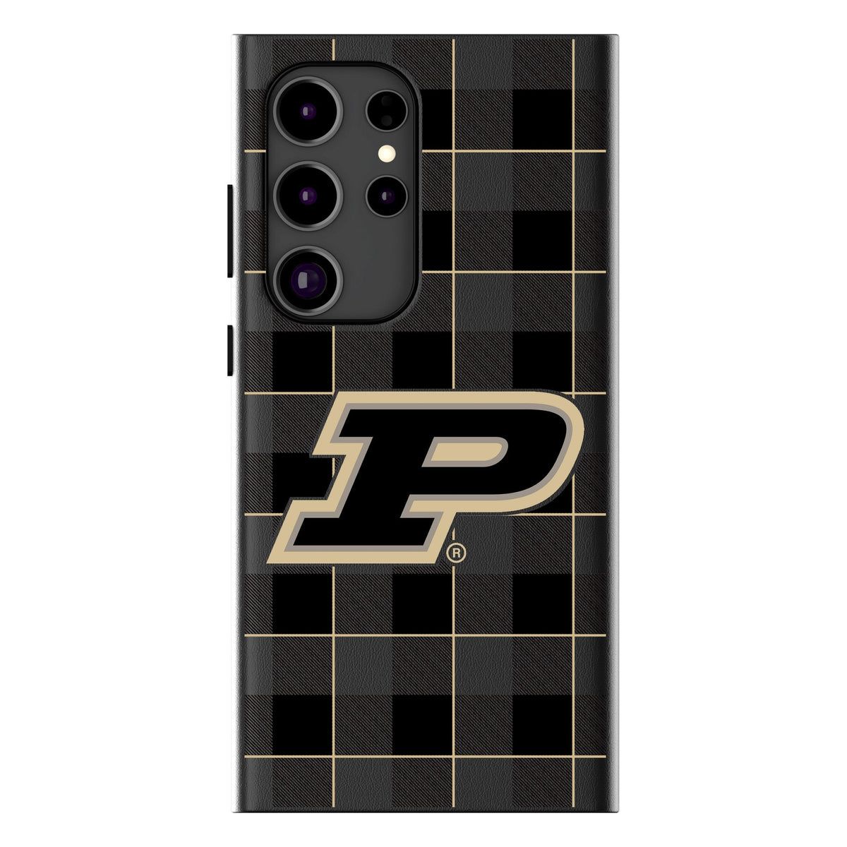 Purdue University Boilermakers Plaid MagSafe Compatible Phone Case for Samsung Galaxy 1
