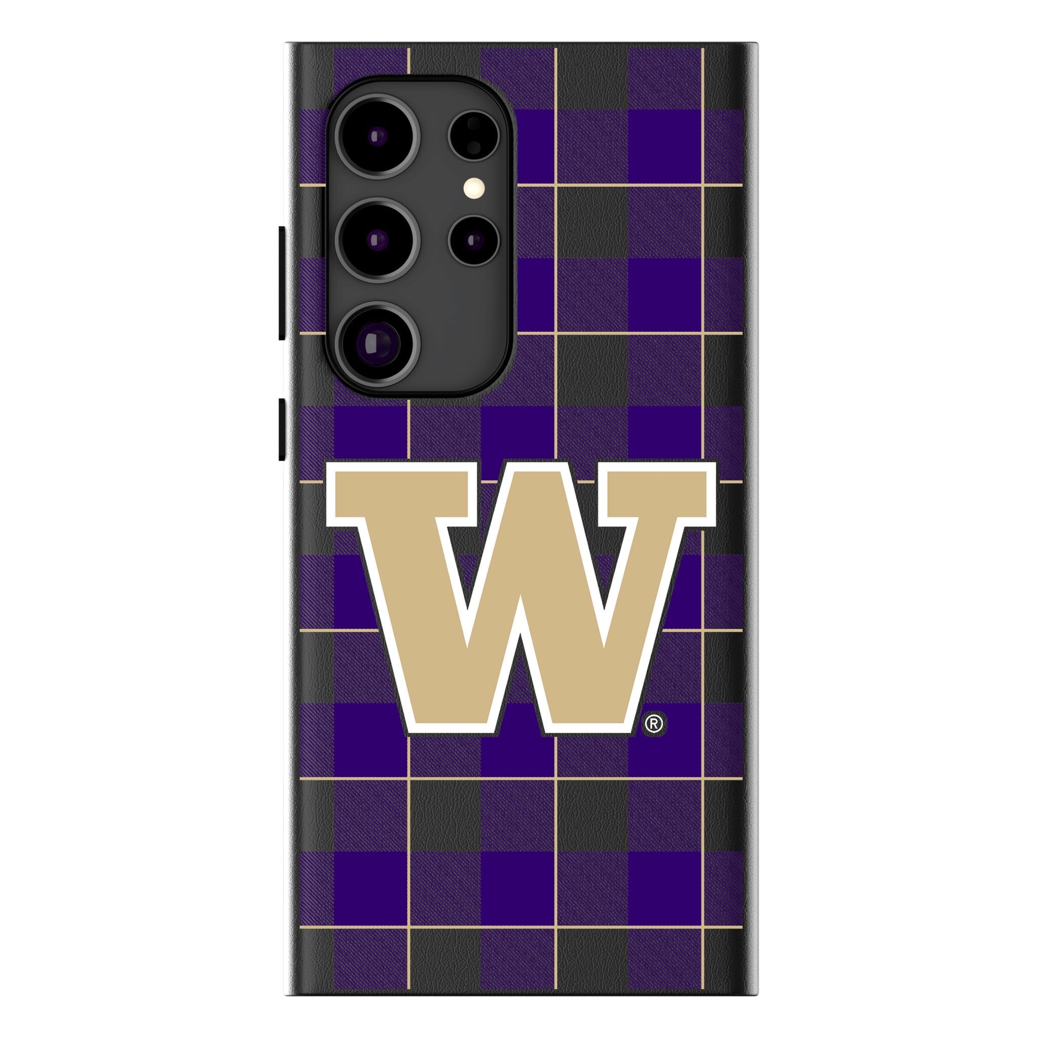 University of Washington Huskies Plaid MagSafe Compatible Phone Case for Samsung Galaxy 1