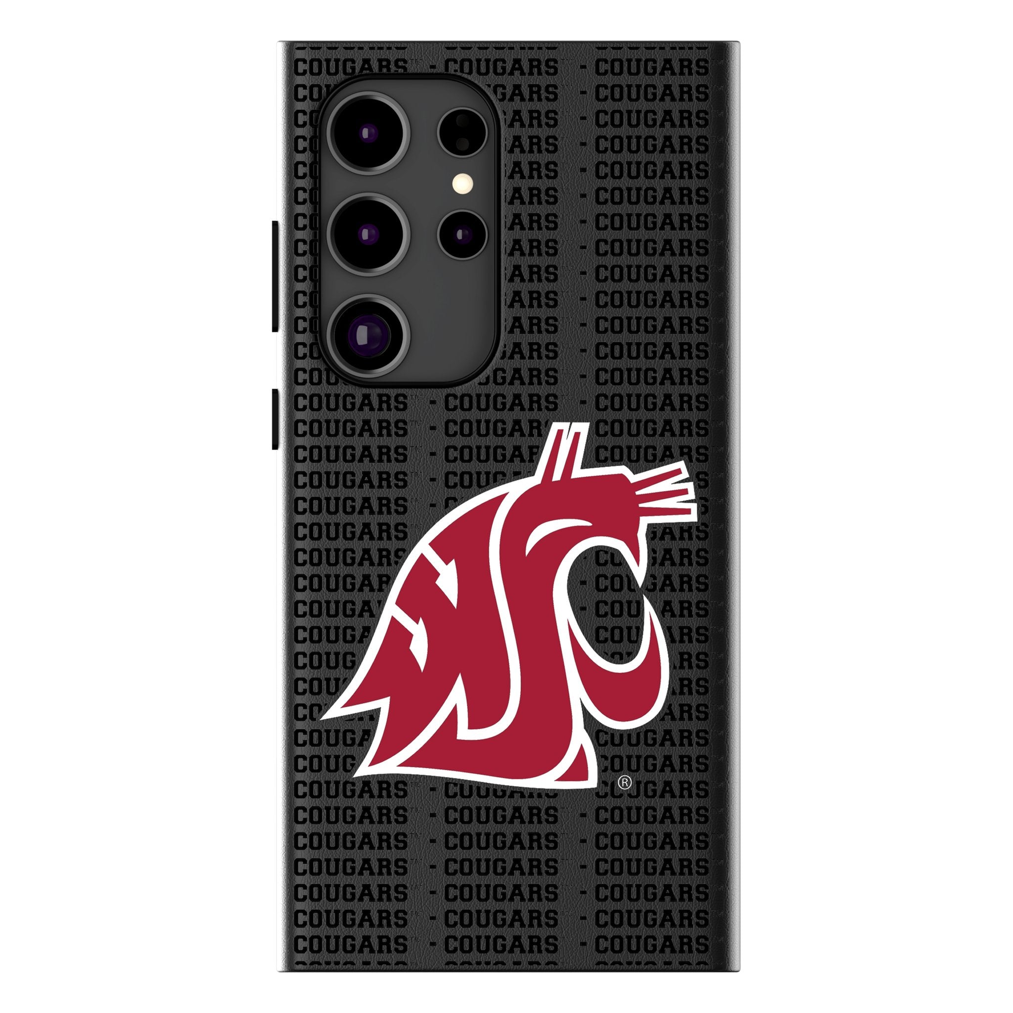 Washington State University Cougars Text Backdrop MagSafe Compatible Phone Case for Samsung Galaxy 1
