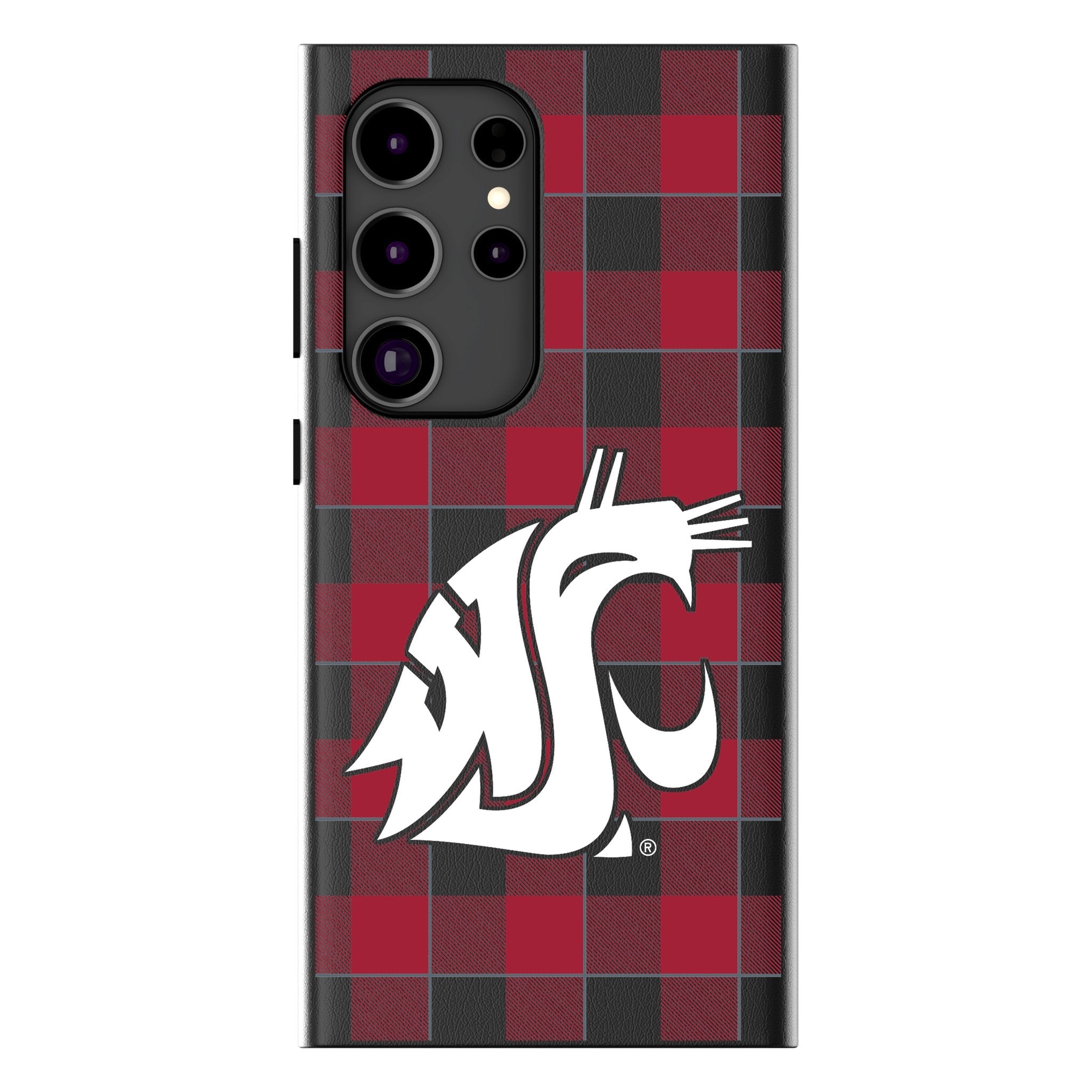 Washington State University Cougars Plaid MagSafe Compatible Phone Case for Samsung Galaxy
