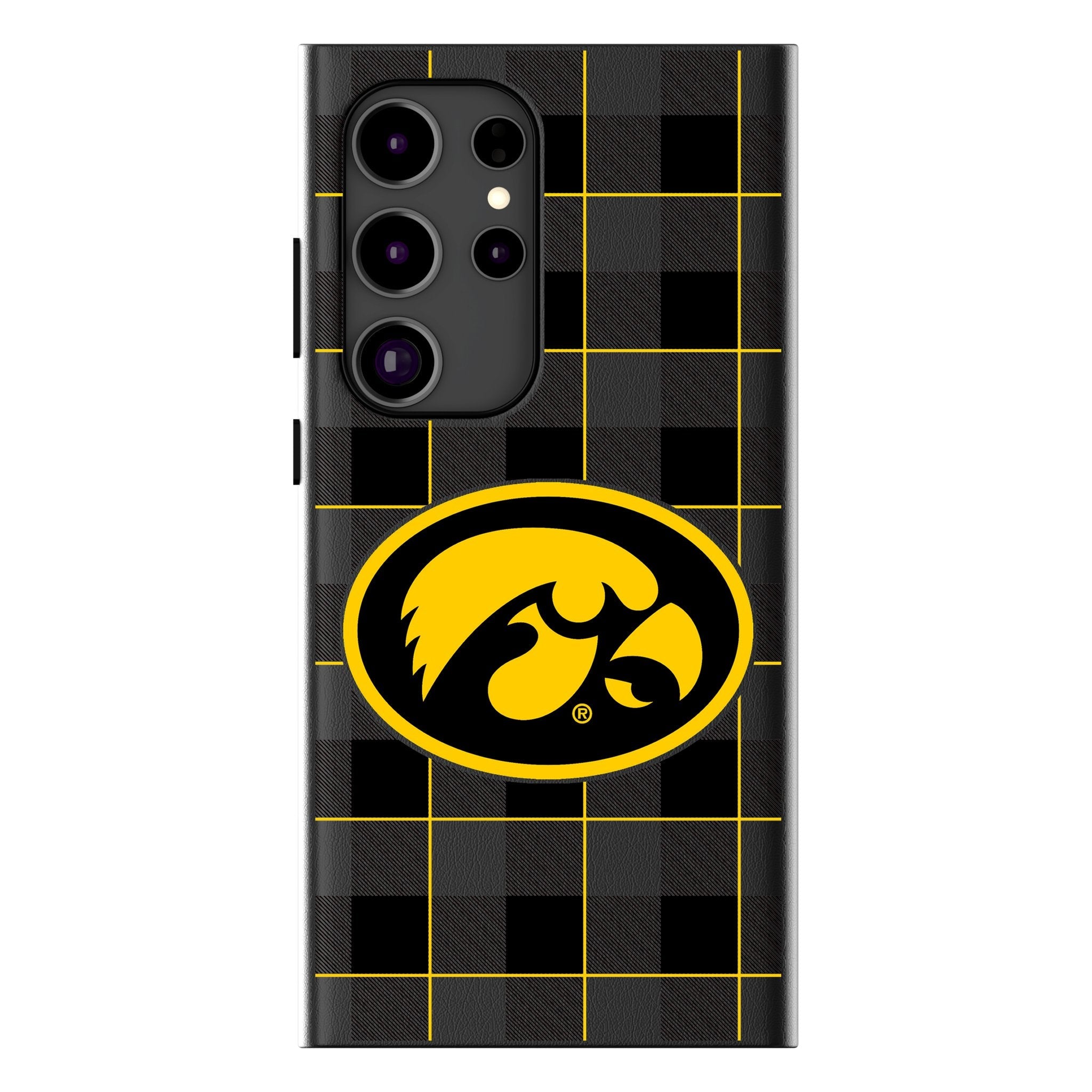 University of Iowa Hawkeyes Plaid MagSafe Compatible Phone Case for Samsung Galaxy 1