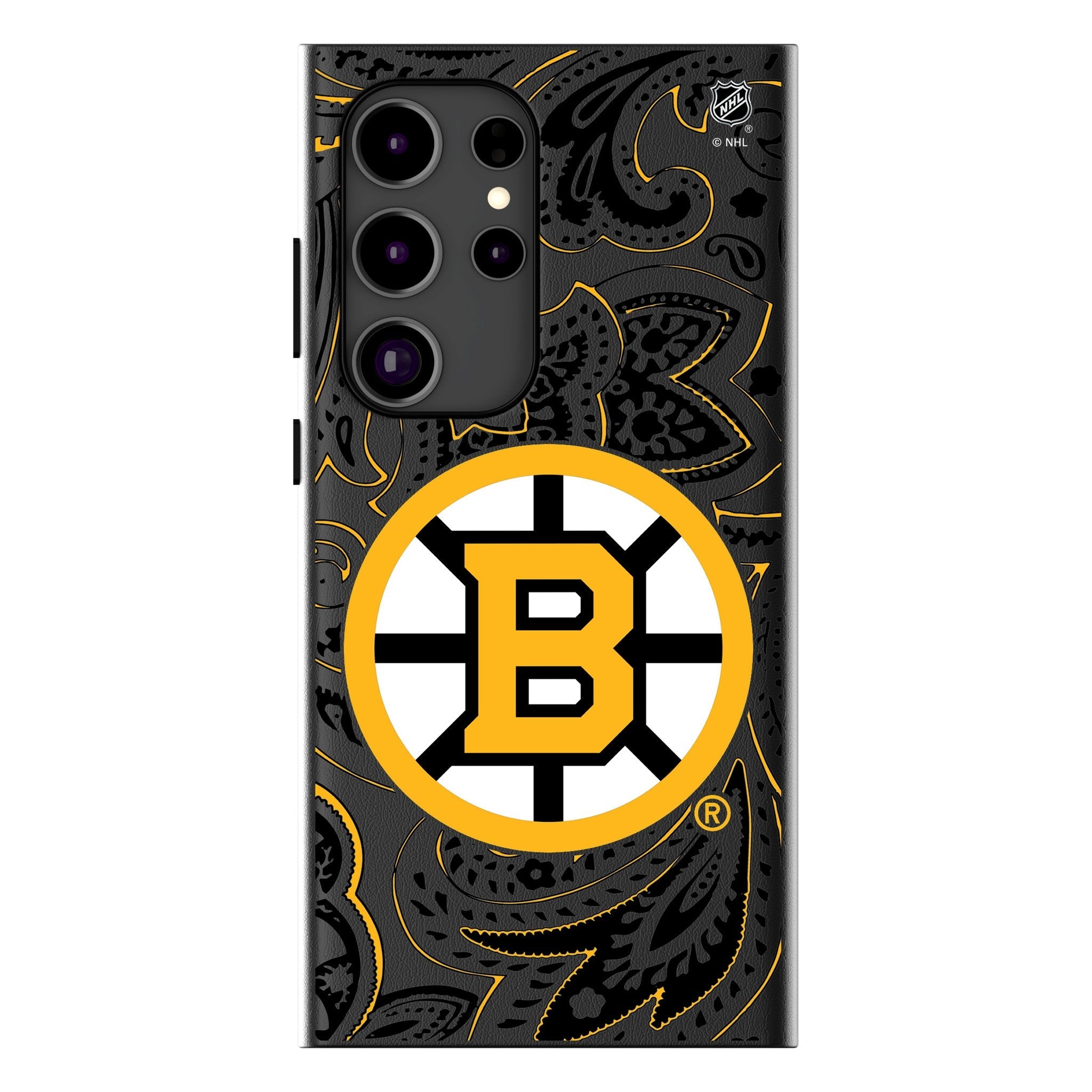 Boston Bruins Paisley MagSafe Compatible Phone Case for Samsung Galaxy