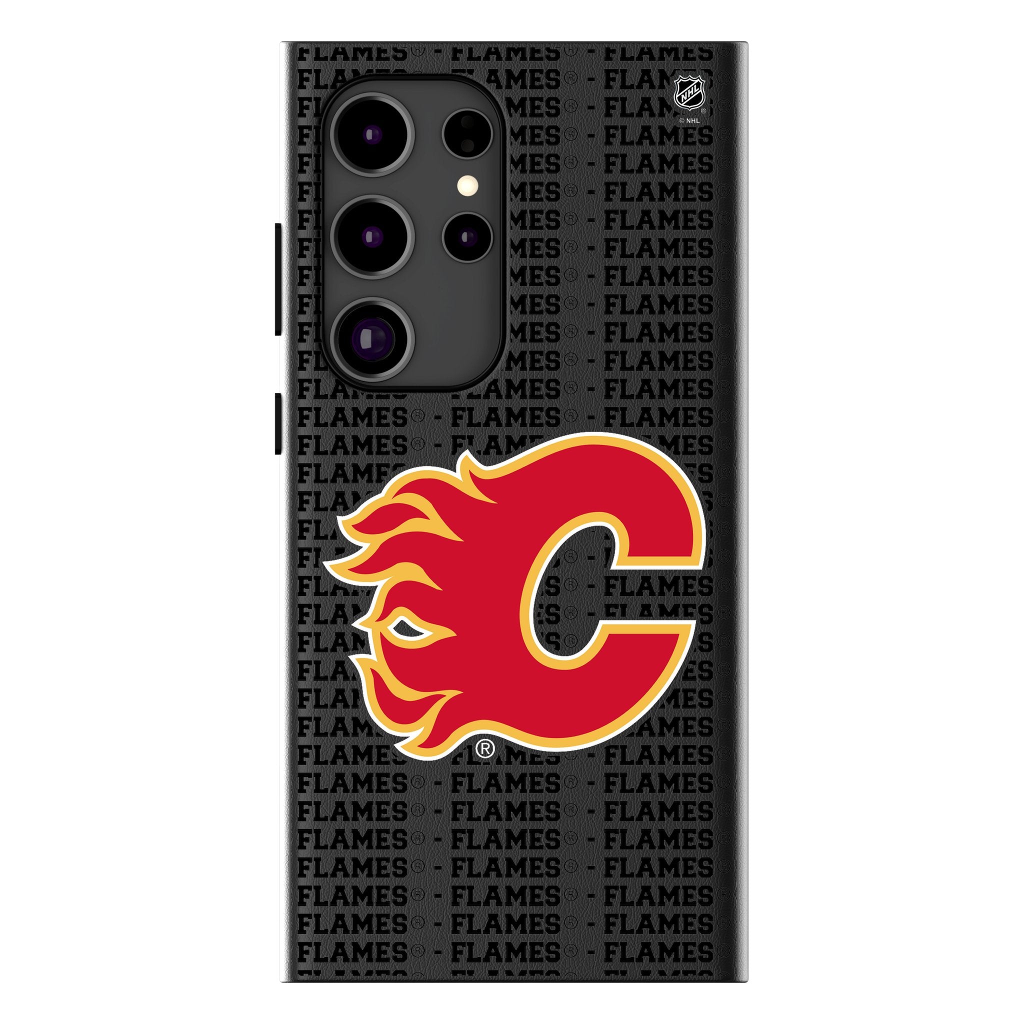 Calgary Flames Text Backdrop MagSafe Compatible Phone Case for Samsung Galaxy