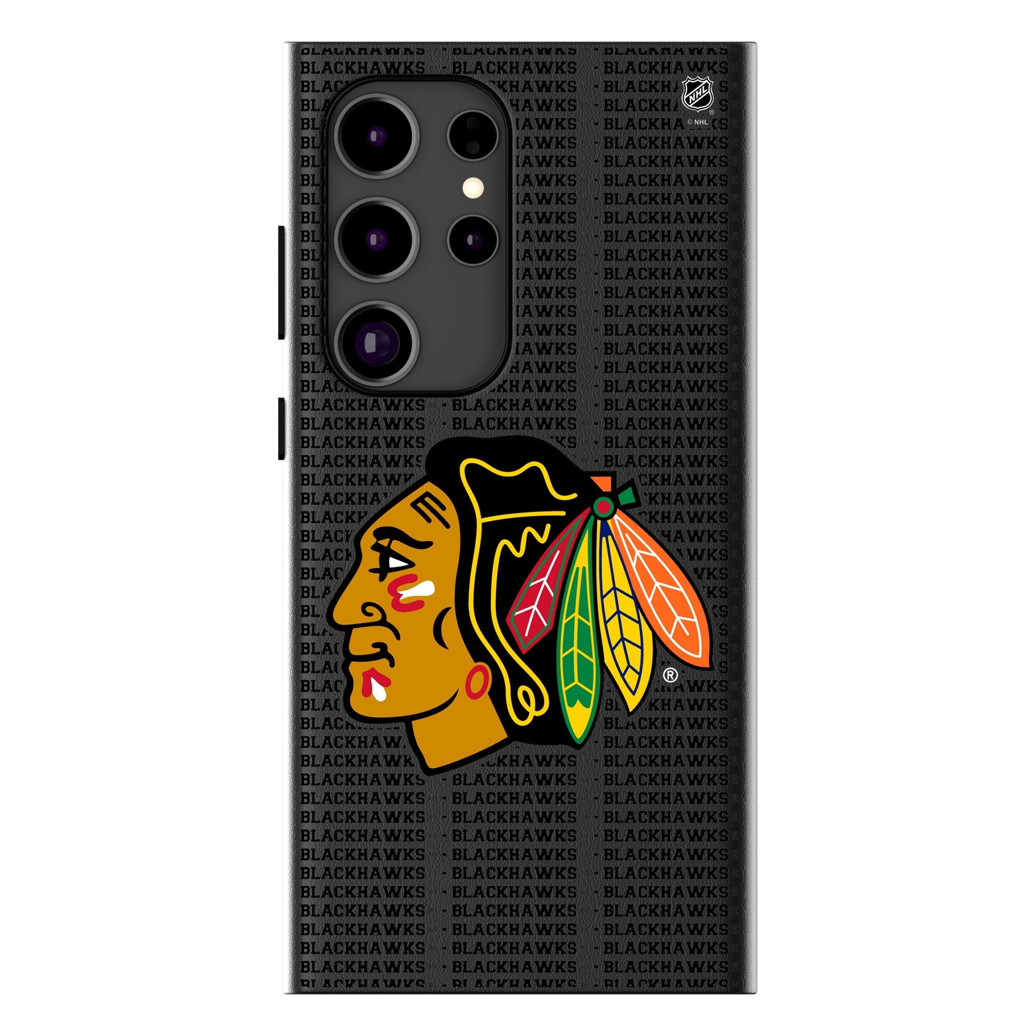 Chicago Blackhawks Text Backdrop MagSafe Compatible Phone Case for Samsung Galaxy