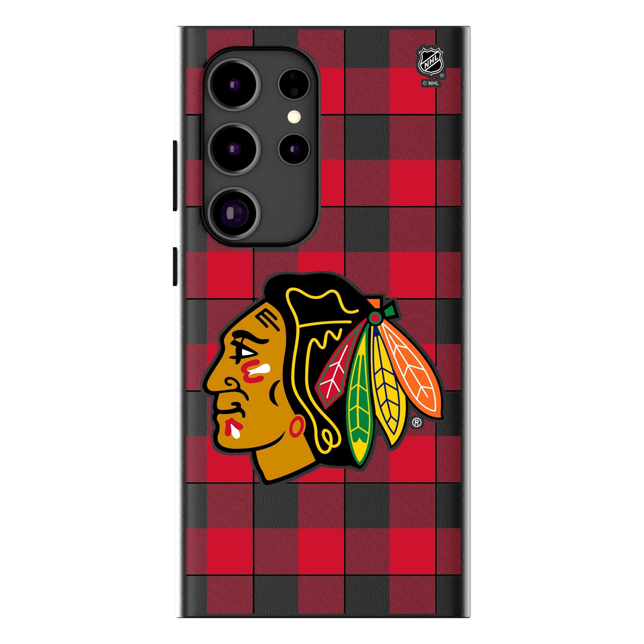 Chicago Blackhawks Plaid MagSafe Compatible Phone Case for Samsung Galaxy