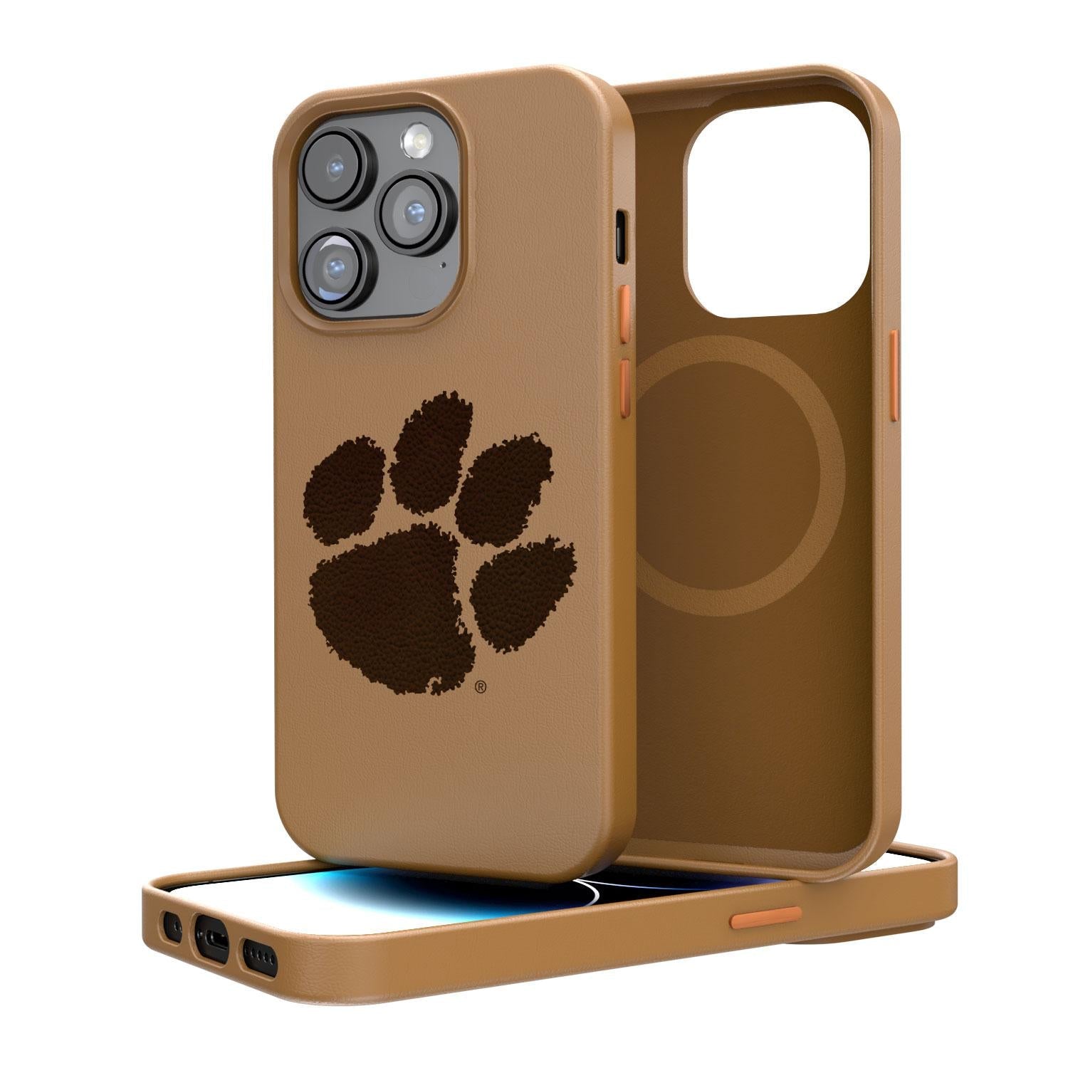 Clemson Tigers Woodburned Brown Magnetic Case 1