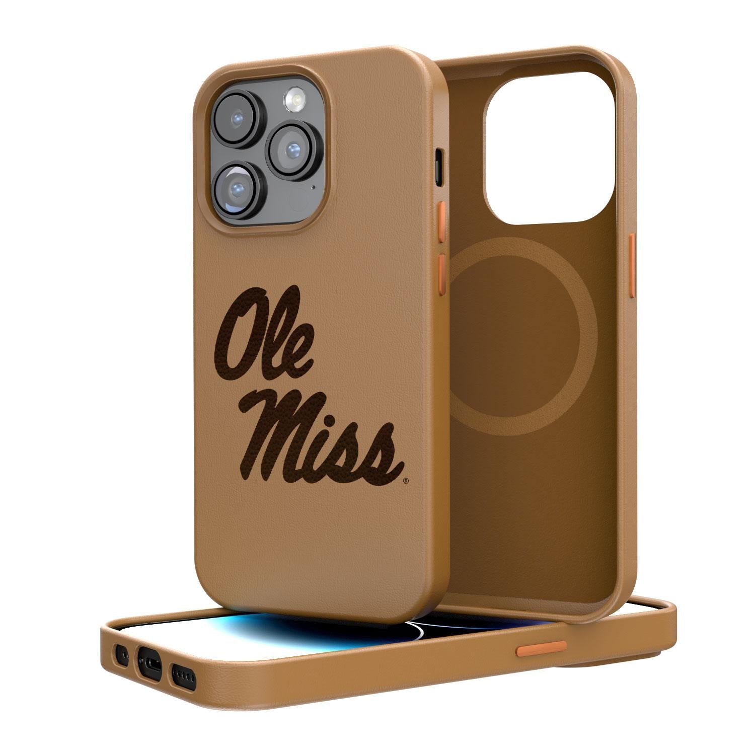 Mississippi Ole Miss Rebels Woodburned Brown Magnetic Case 1
