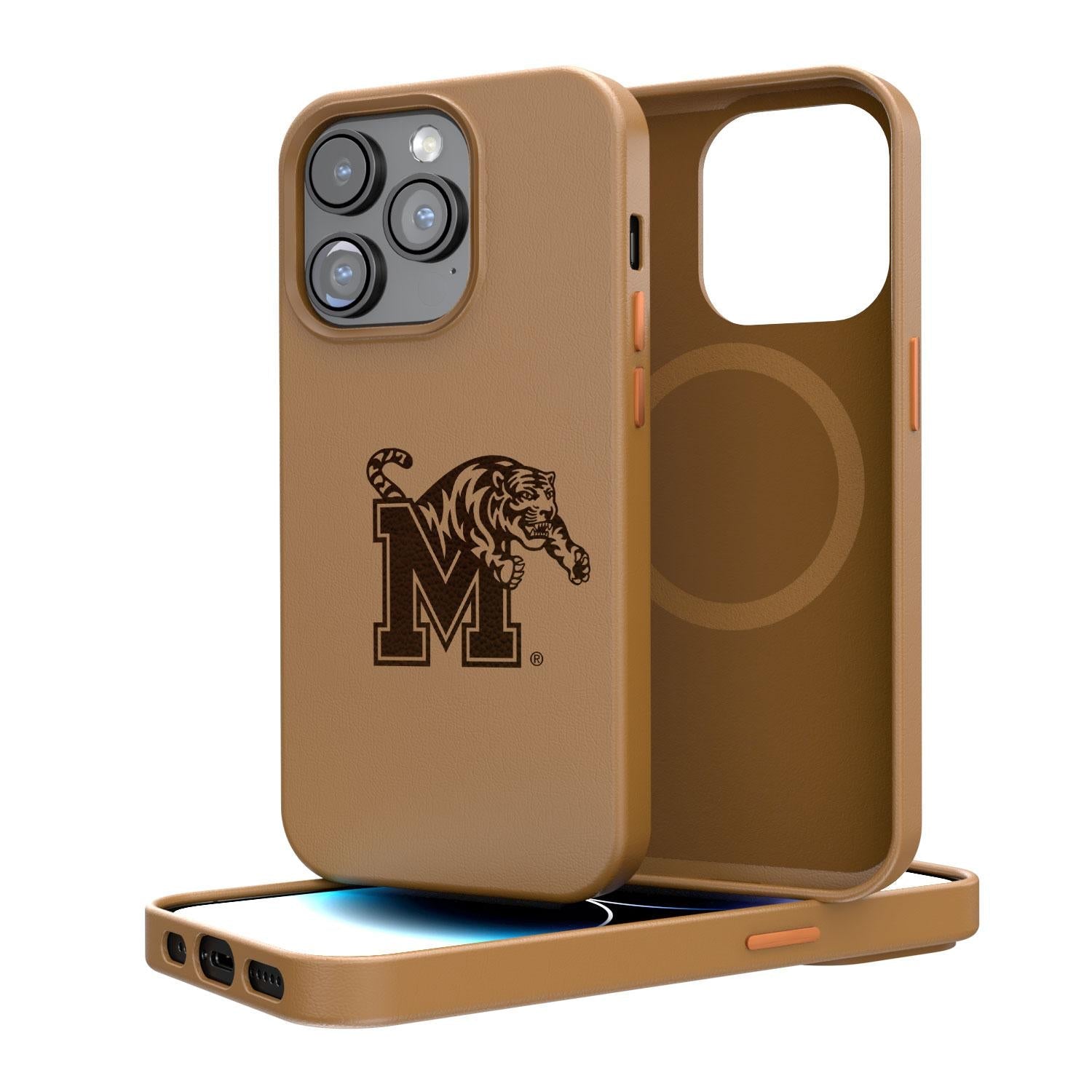 Memphis Tigers Woodburned Brown Magnetic Case 1