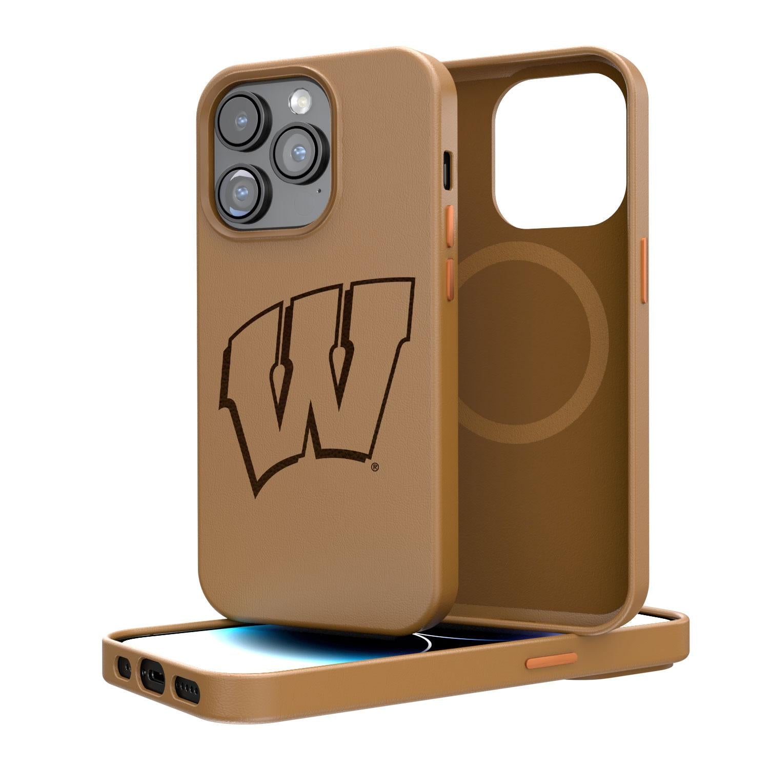 Wisconsin Badgers Woodburned Brown Magnetic Case