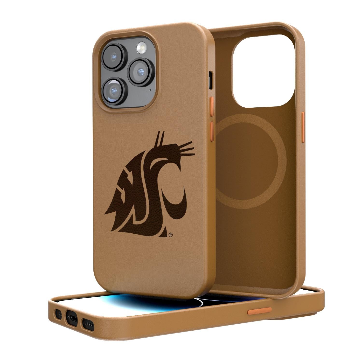 Washington State Cougars Woodburned Brown Magnetic Case