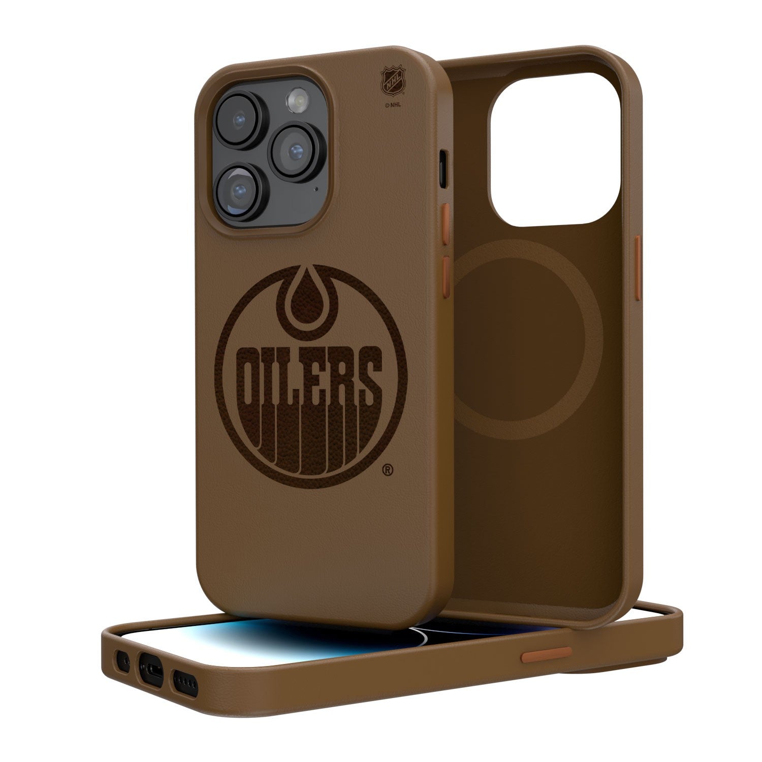 Edmonton Oilers Woodburned Brown Magnetic Case