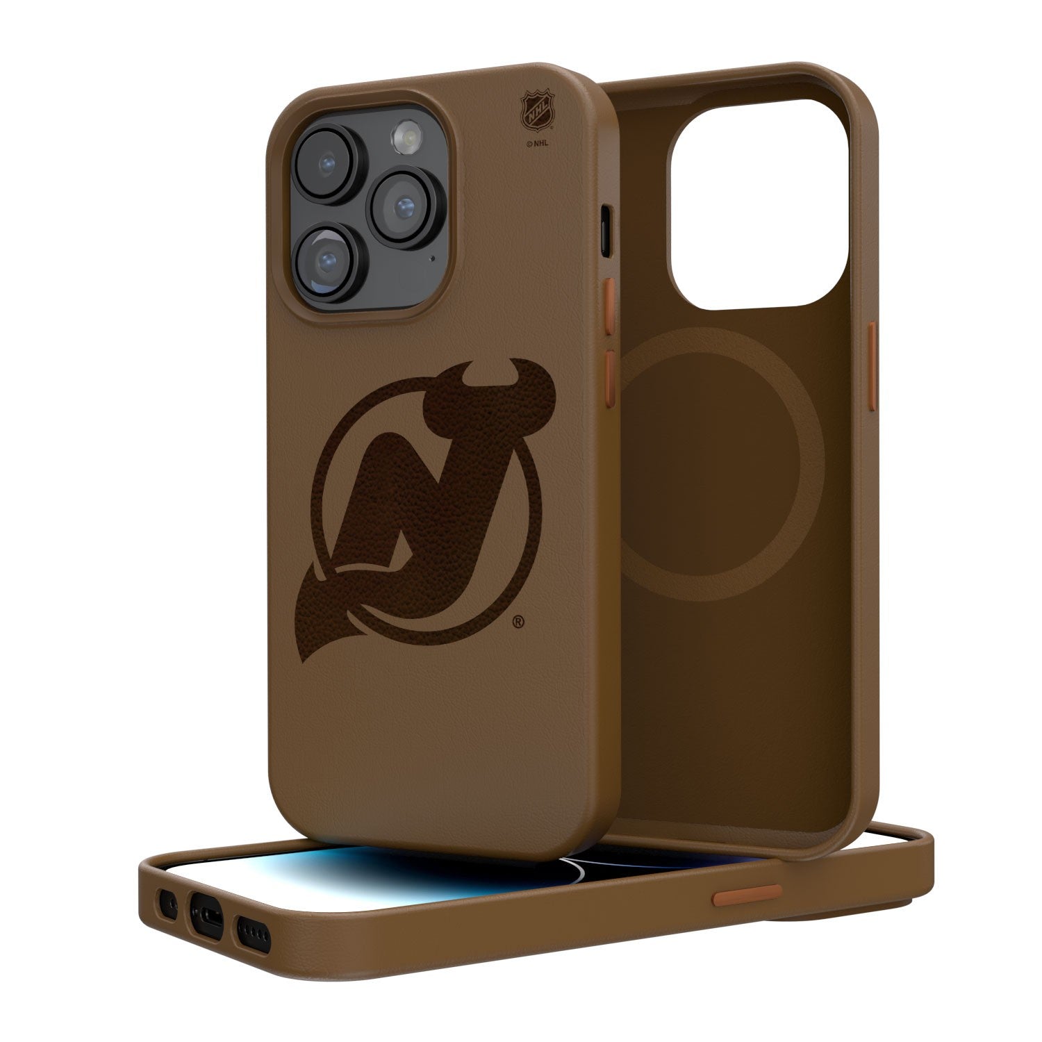 New Jersey Devils Woodburned Brown Magnetic Case