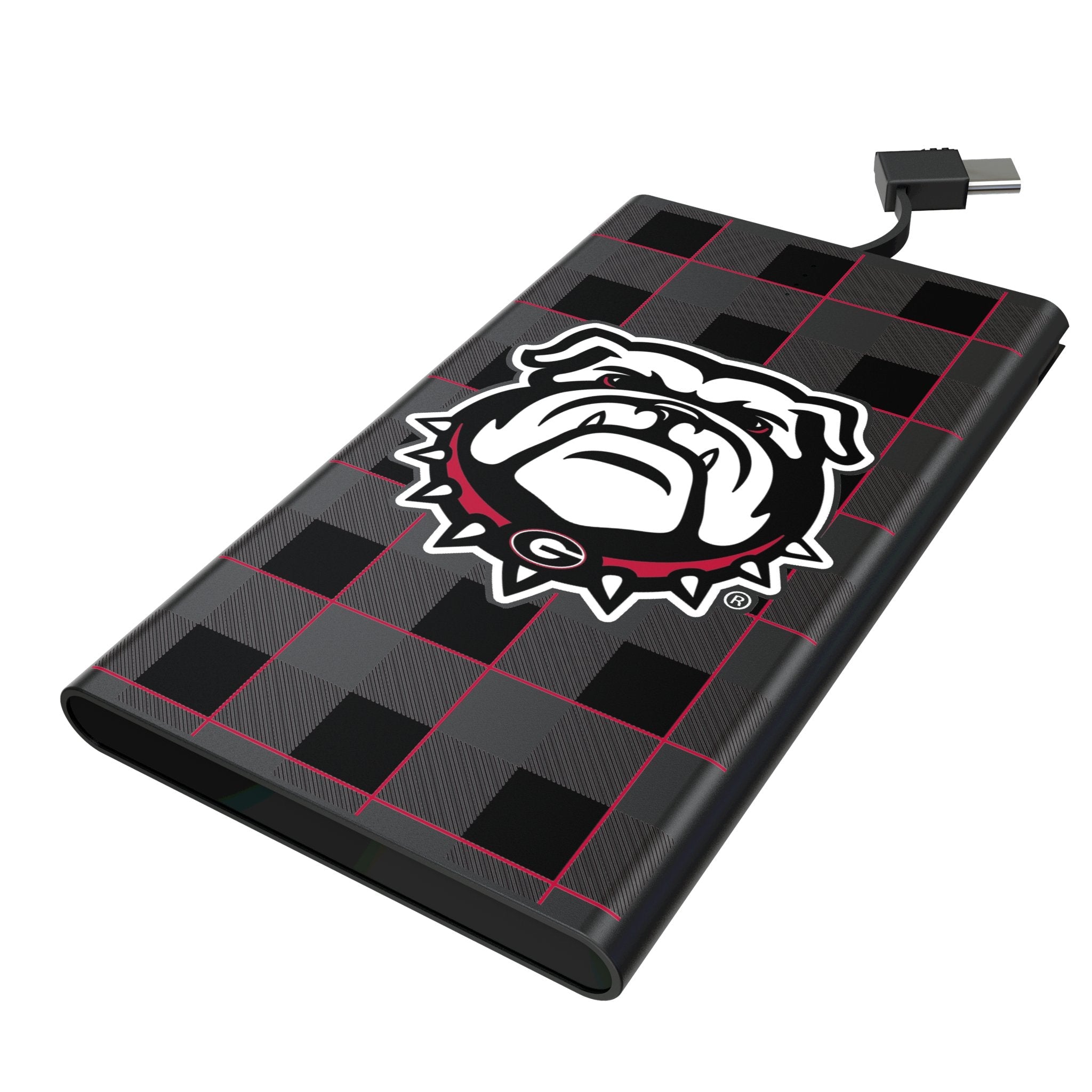 University of Georgia Bulldogs Uga Plaid 5000mAh Flat Powerbank 1