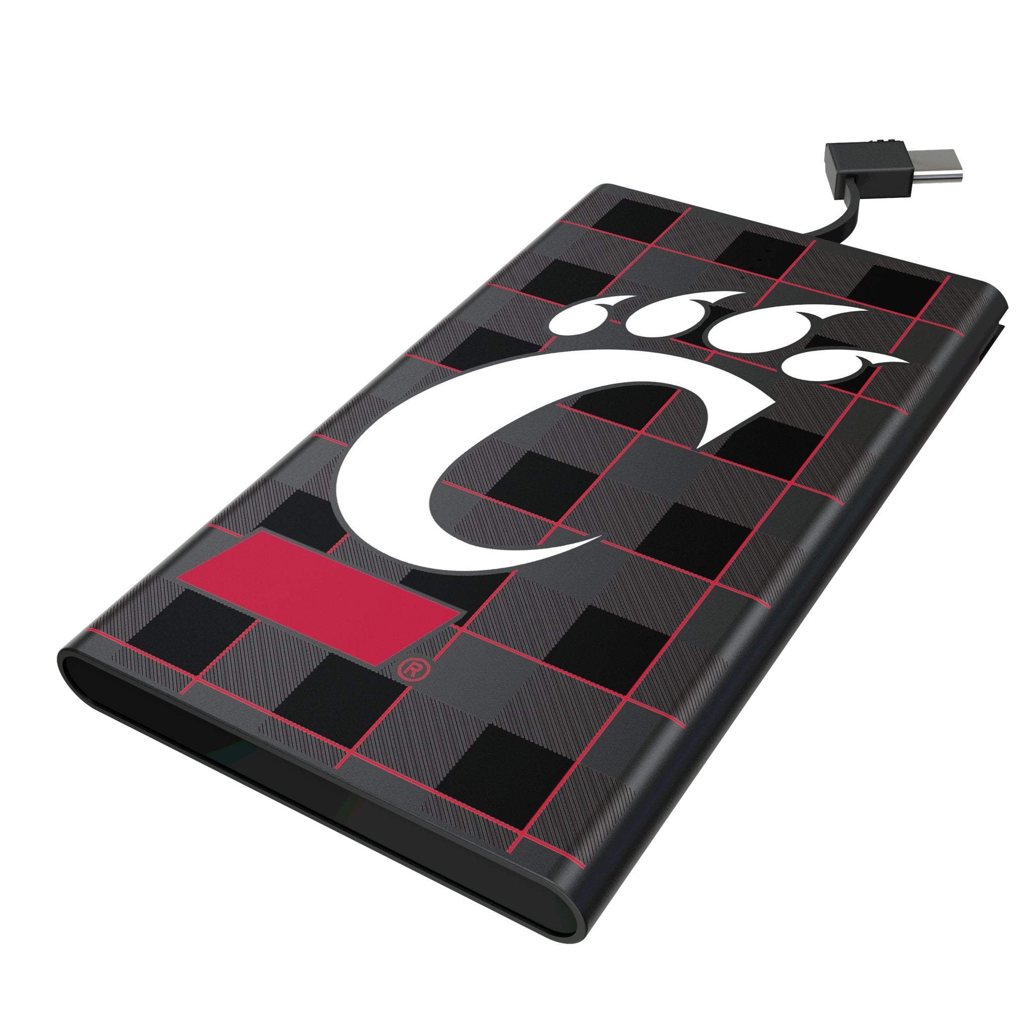University of Cincinnati Bearcats Plaid 5000mAh Flat Powerbank 1
