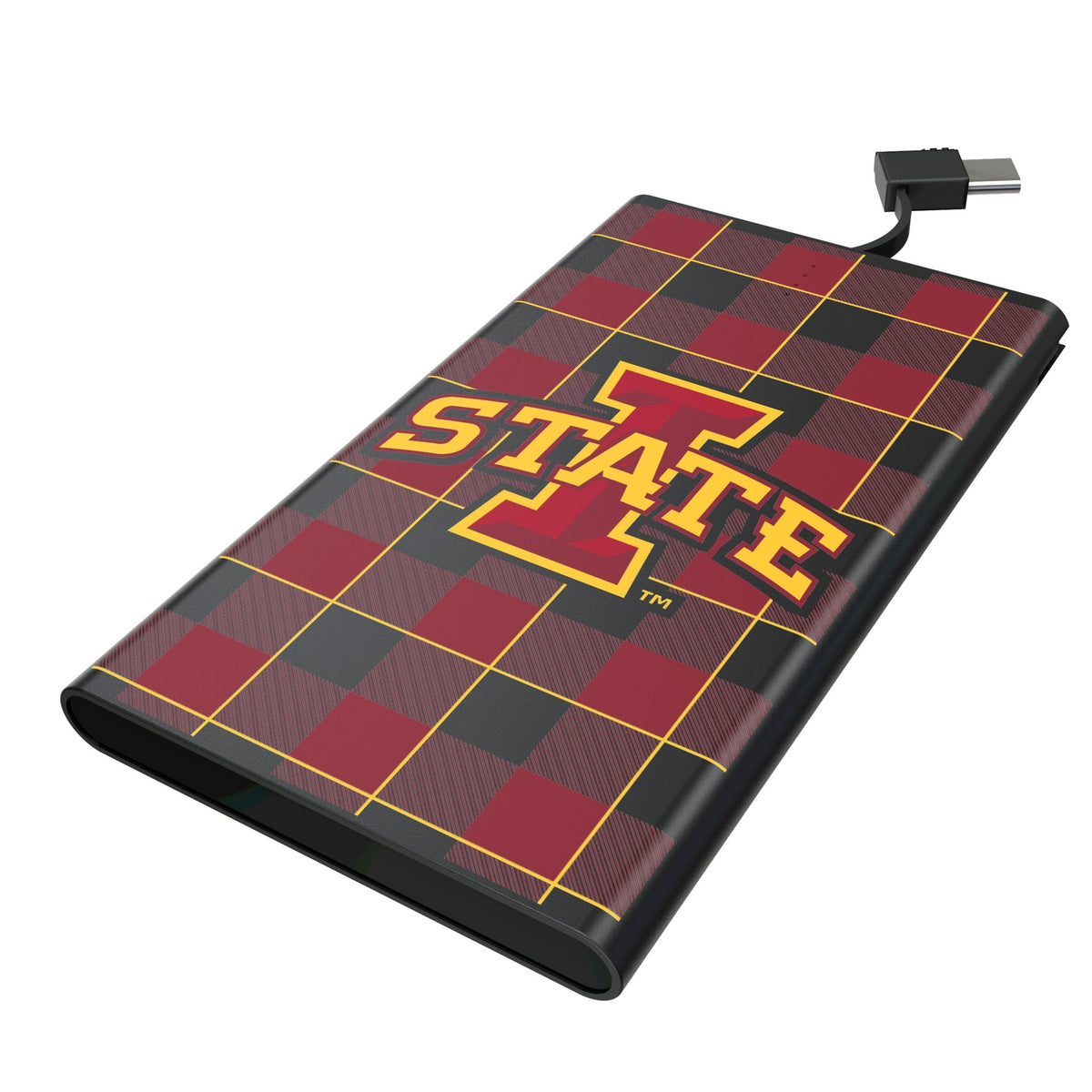 Iowa State University Cyclones Plaid 5000mAh Flat Powerbank