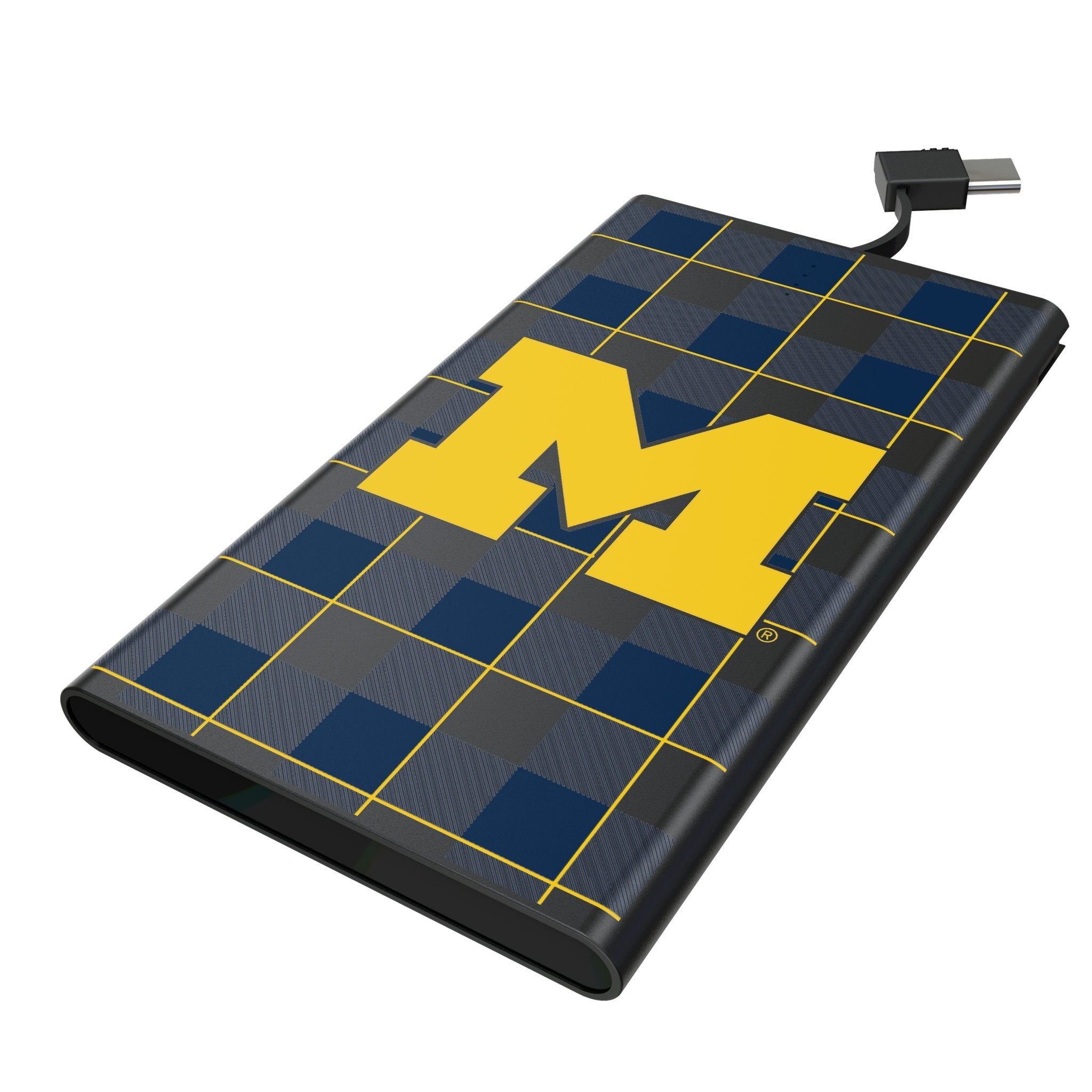 University of Michigan Wolverines Plaid 5000mAh Flat Powerbank 1