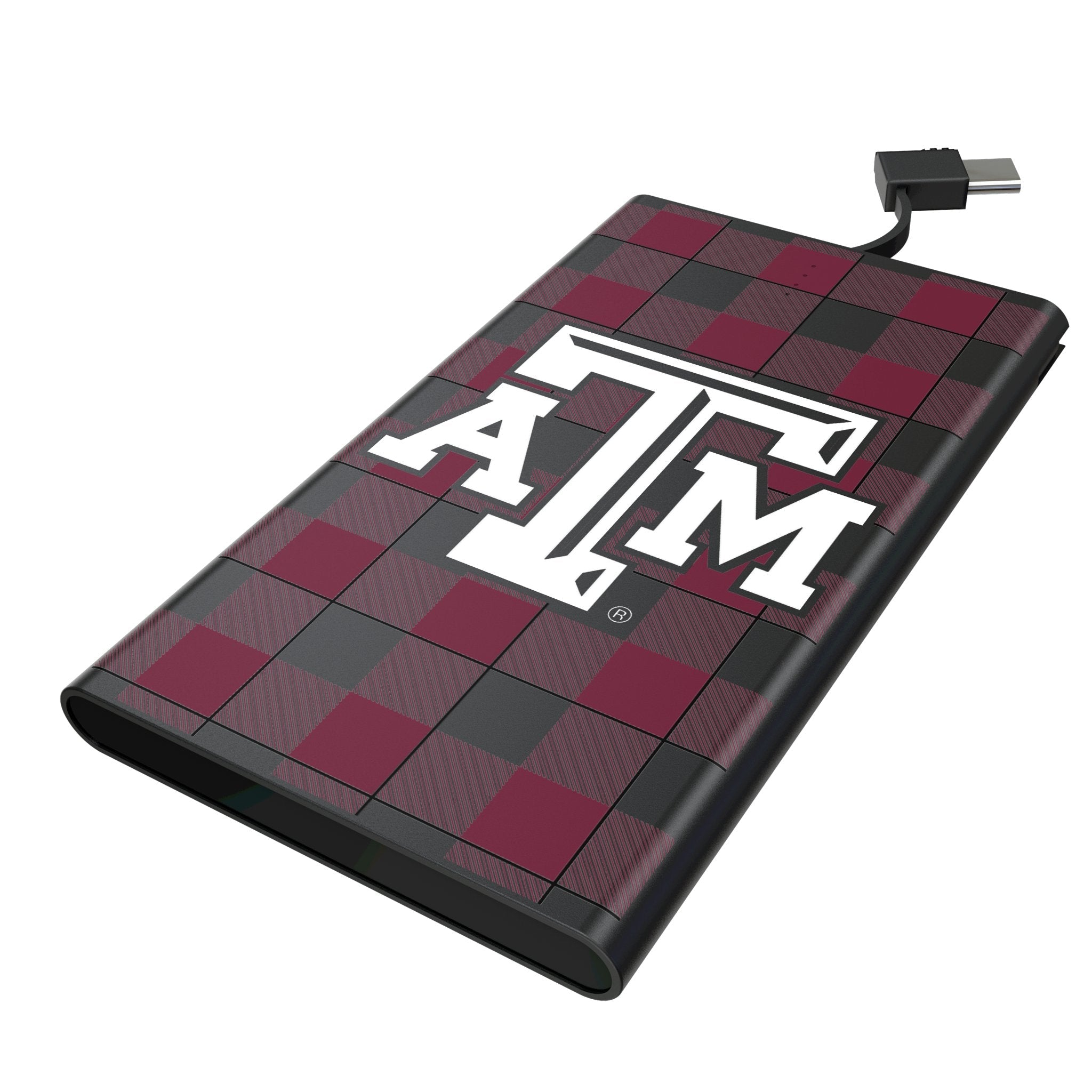 Texas A&M University Aggies Plaid 5000mAh Flat Powerbank