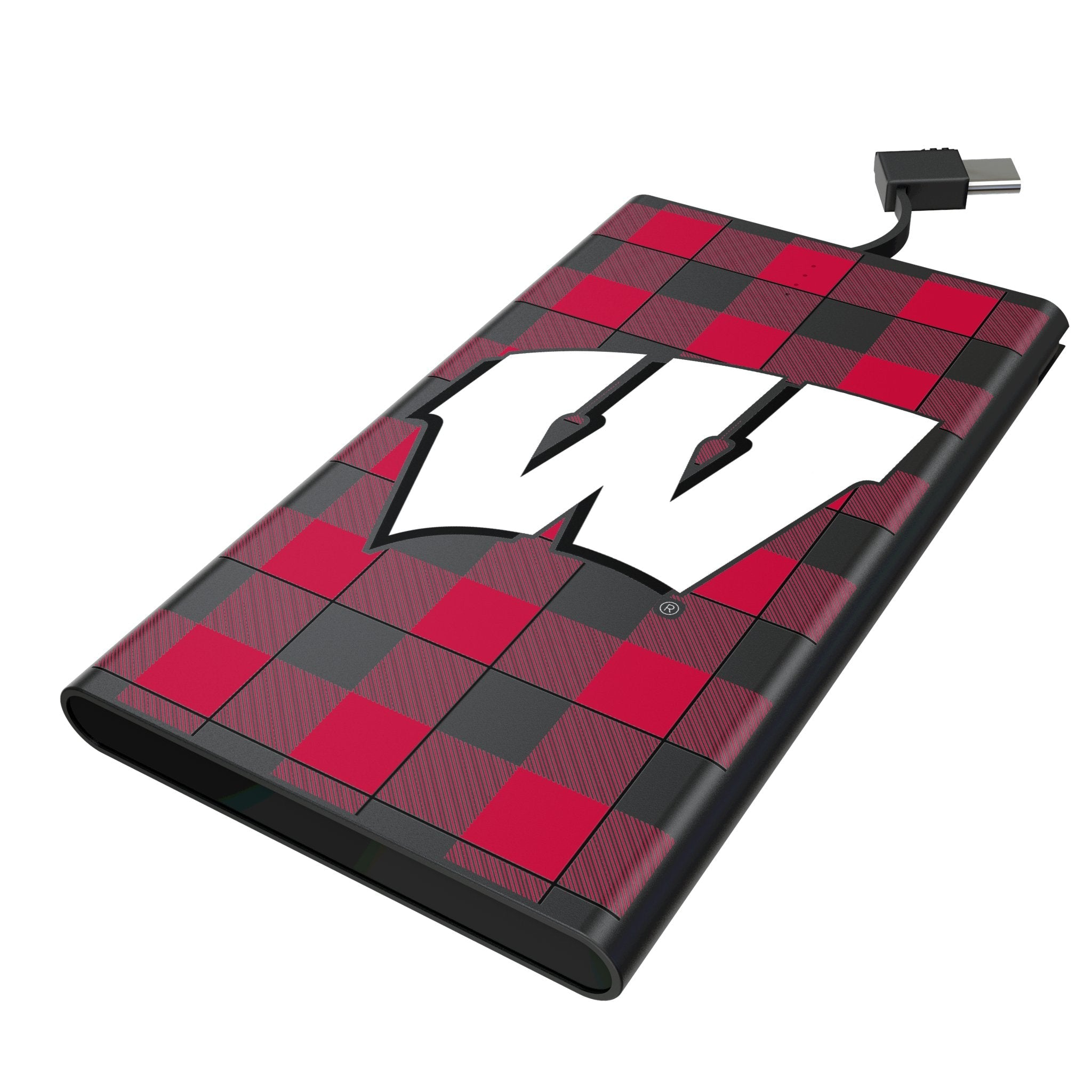 University of Wisconsin Badgers Plaid 5000mAh Flat Powerbank 1