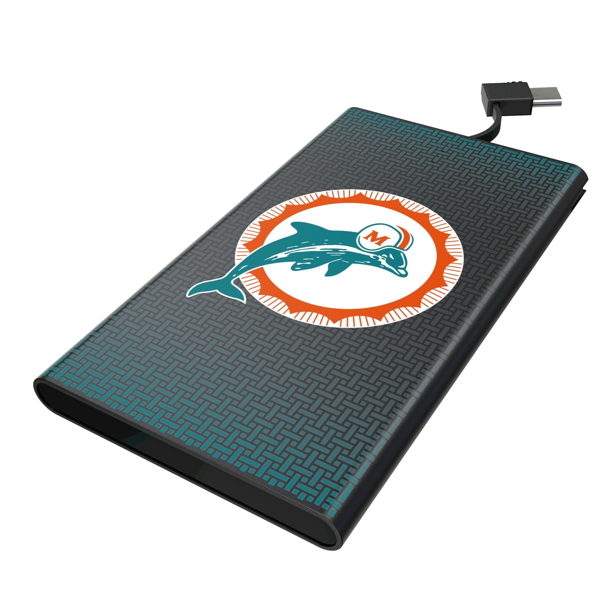Miami Dolphins 1966-1973 Historic Collection Linen 5000mAh Flat Powerbank 1